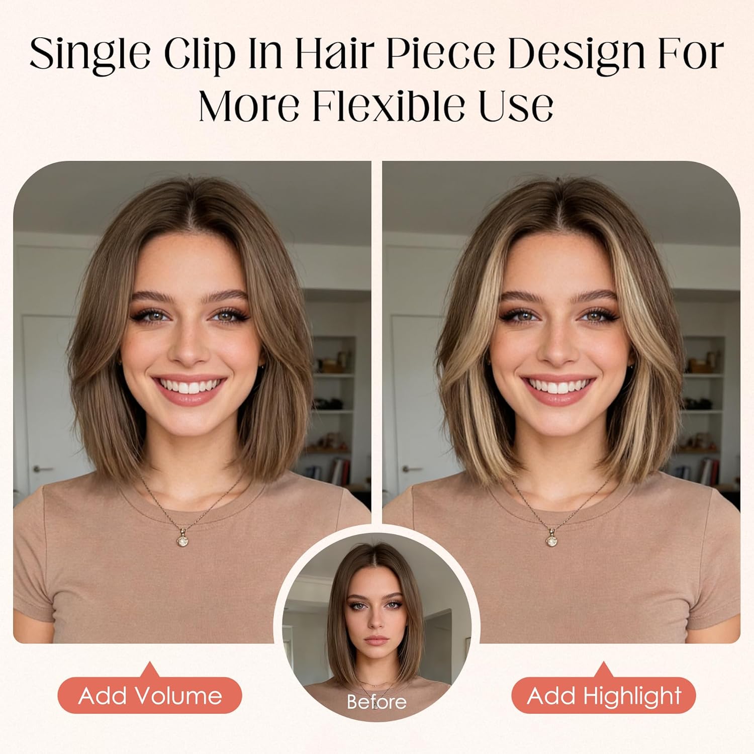 S-noilite Clip in Short Hair Extensions Remy Real Human Hair 6pcs Single Mini Clip on Hairpin Hairpiece for Women for Highlight, 12 inch Light Blonde