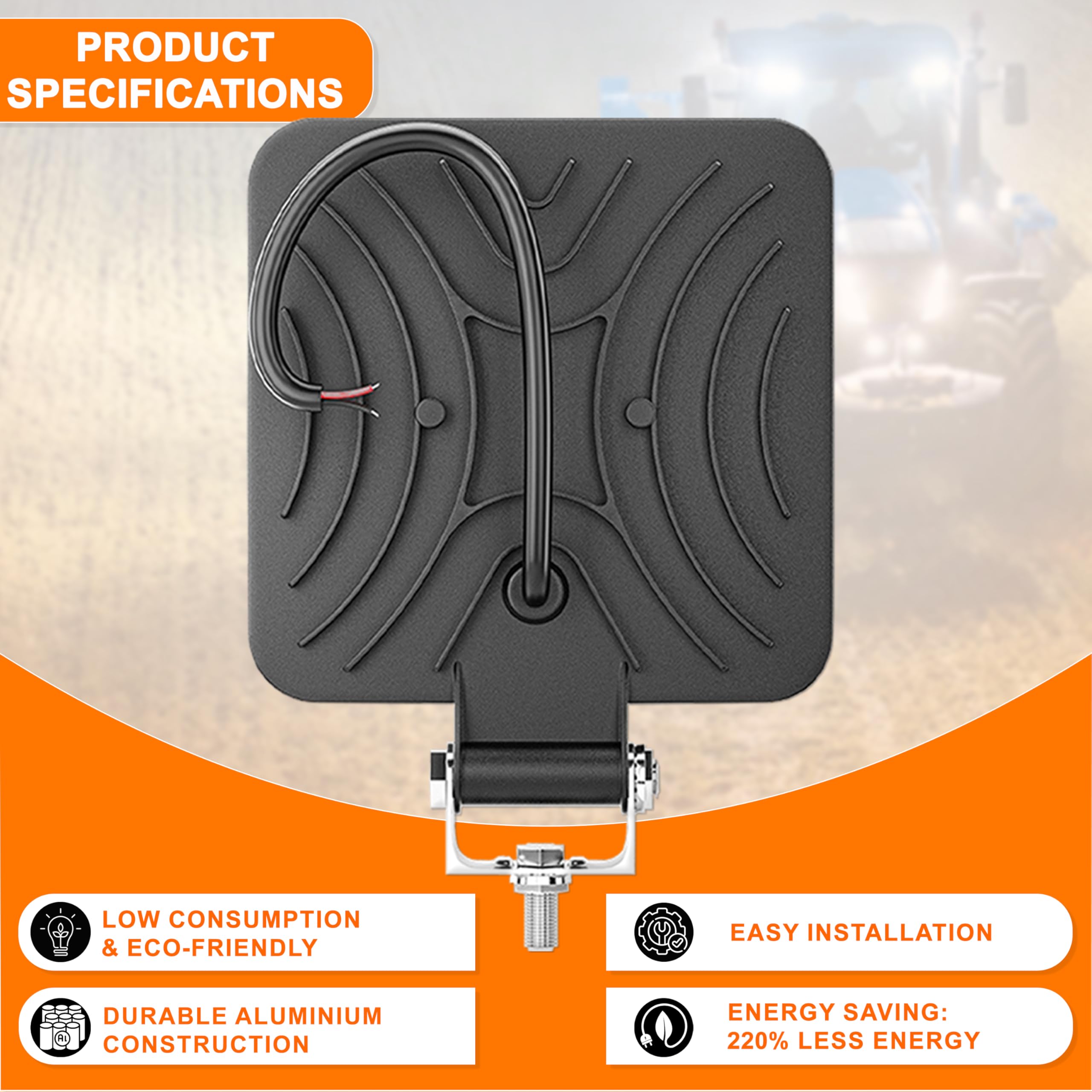 Reflektory LED traktor 12v 24v aluminium abs 48 W 16 diod LED 6500K 10,5 cm 4,21"