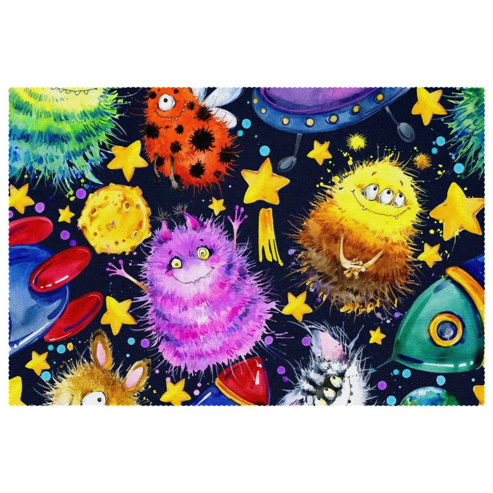 Sets de table lavables Monster Space lot de 4 en Oxford isolant contre la chaleur