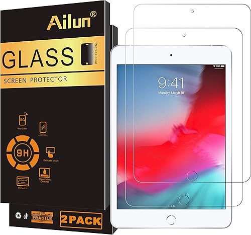 Ailun Protector de pantalla para iPad Mini 4, iPad Mini 5 2019, 2 unidades, vidrio templado 2.5D Edge, ultra transparente, anti arañazos, compatible