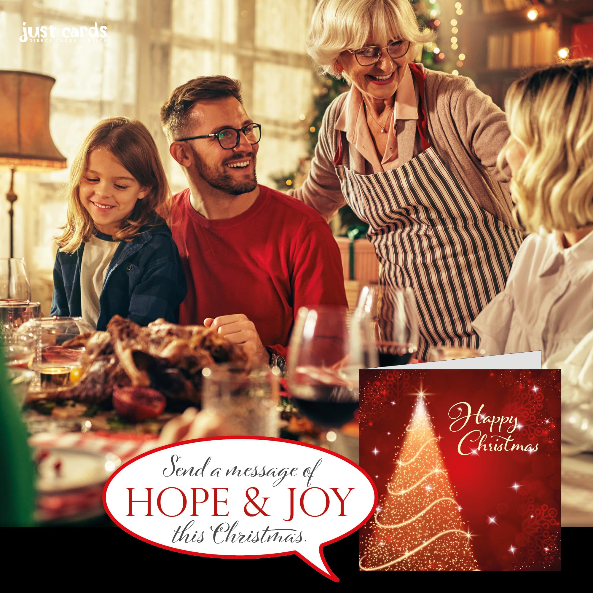 Christmas cards pack, Sparkle, 10 luxury Christmas cards with 10 white envelopes, Designed, printed and hand-packed in the UK - Image 2
