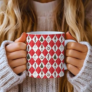 Red Nutcracker Christmas Mug, Diamond Holiday Coffee Cup, Xmas Tree Ceramic Mug, Festive Winter Decor, Cozy Season Gift, Ballet Lover Present