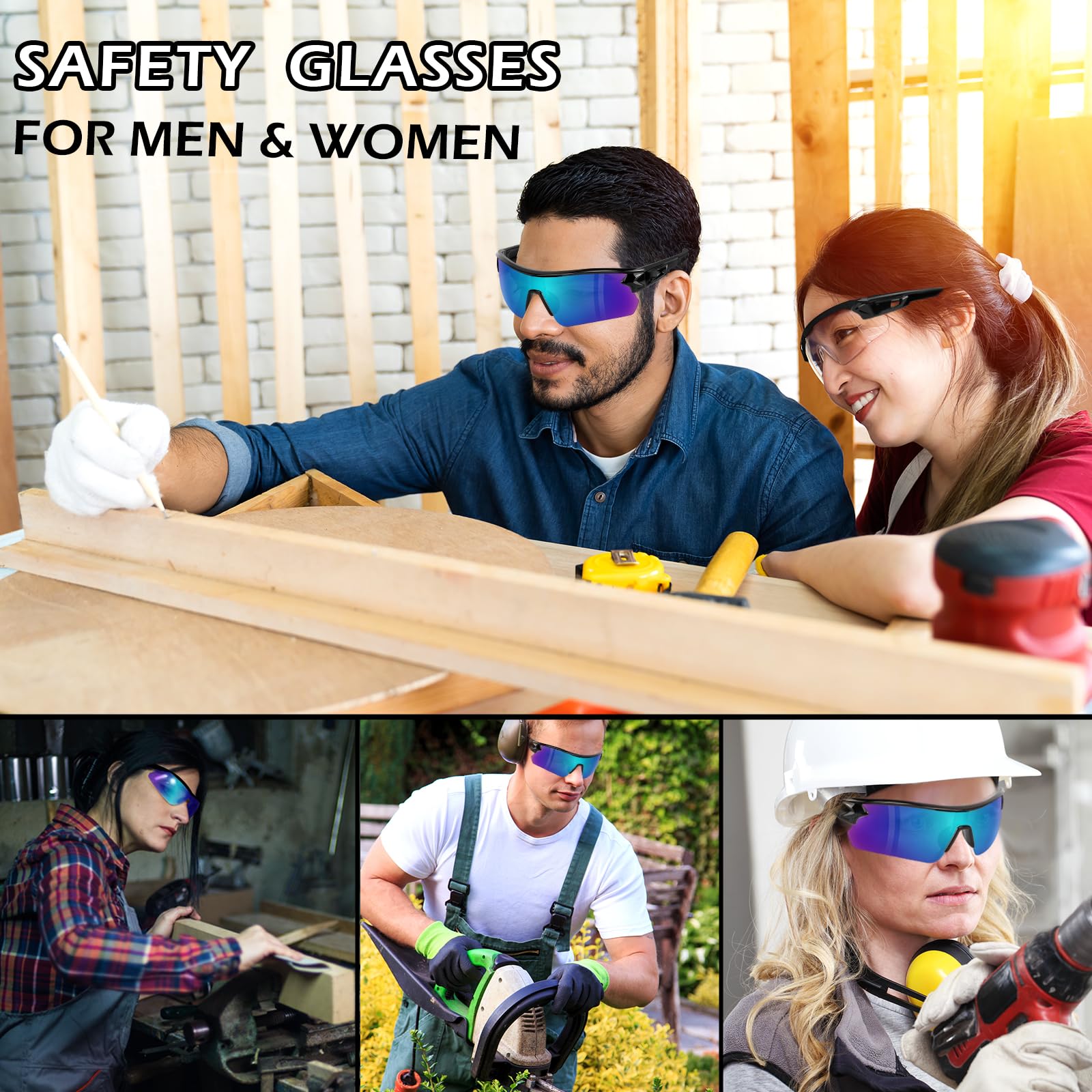 OXG Anteojos de seguridad de trabajo para hombres y mujeres, ANSI Z87.1, resistentes a los arañazos, gafas protectoras para tiro industrial