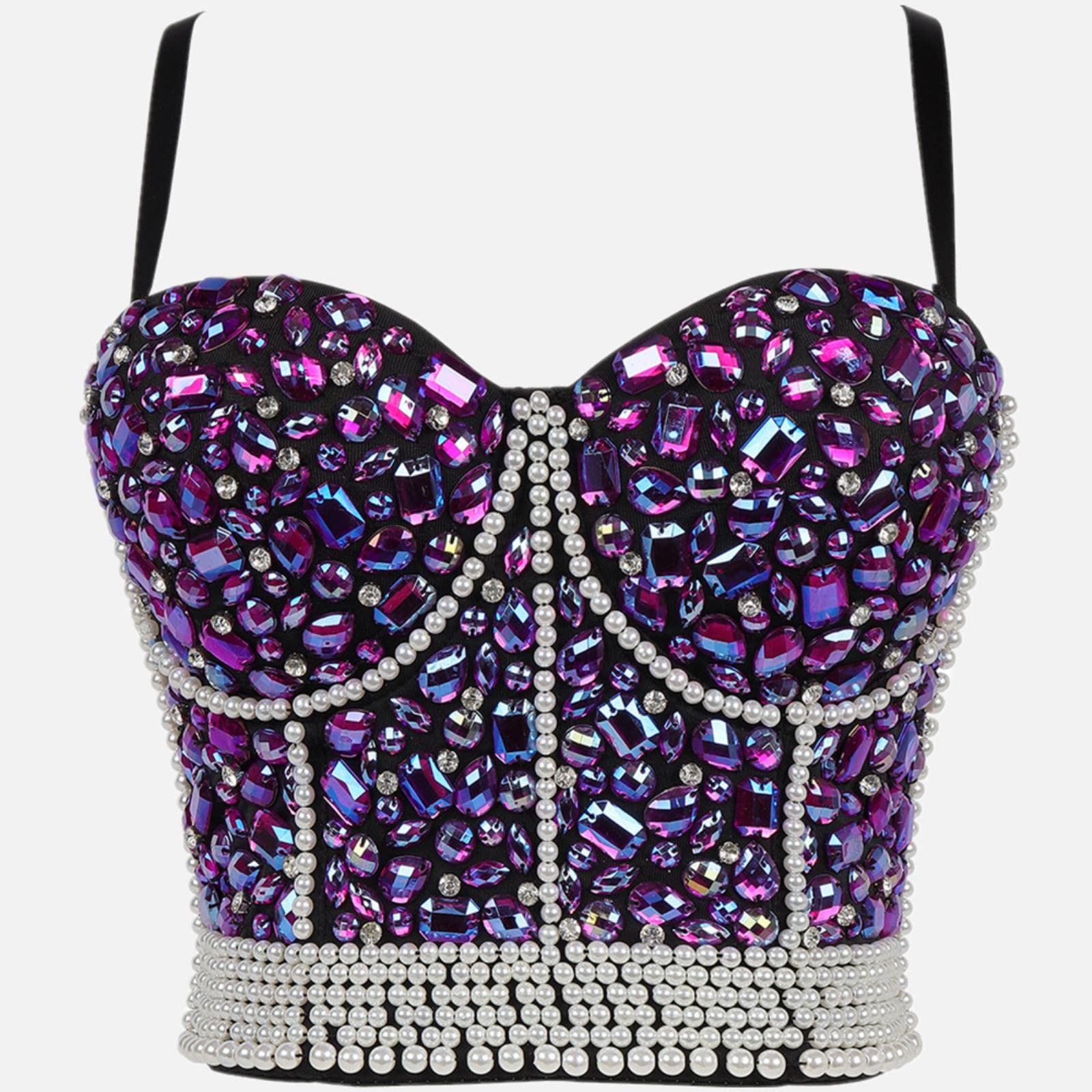 YOND Primavera Verano Tops de Mujer Diamantes Diamantes de Lentejuelas Fiesta Tank Top Shaper Wedding Bra Ropa de Mujer y2k Chaleco Damas Corsé-1-rojo, CN L-38