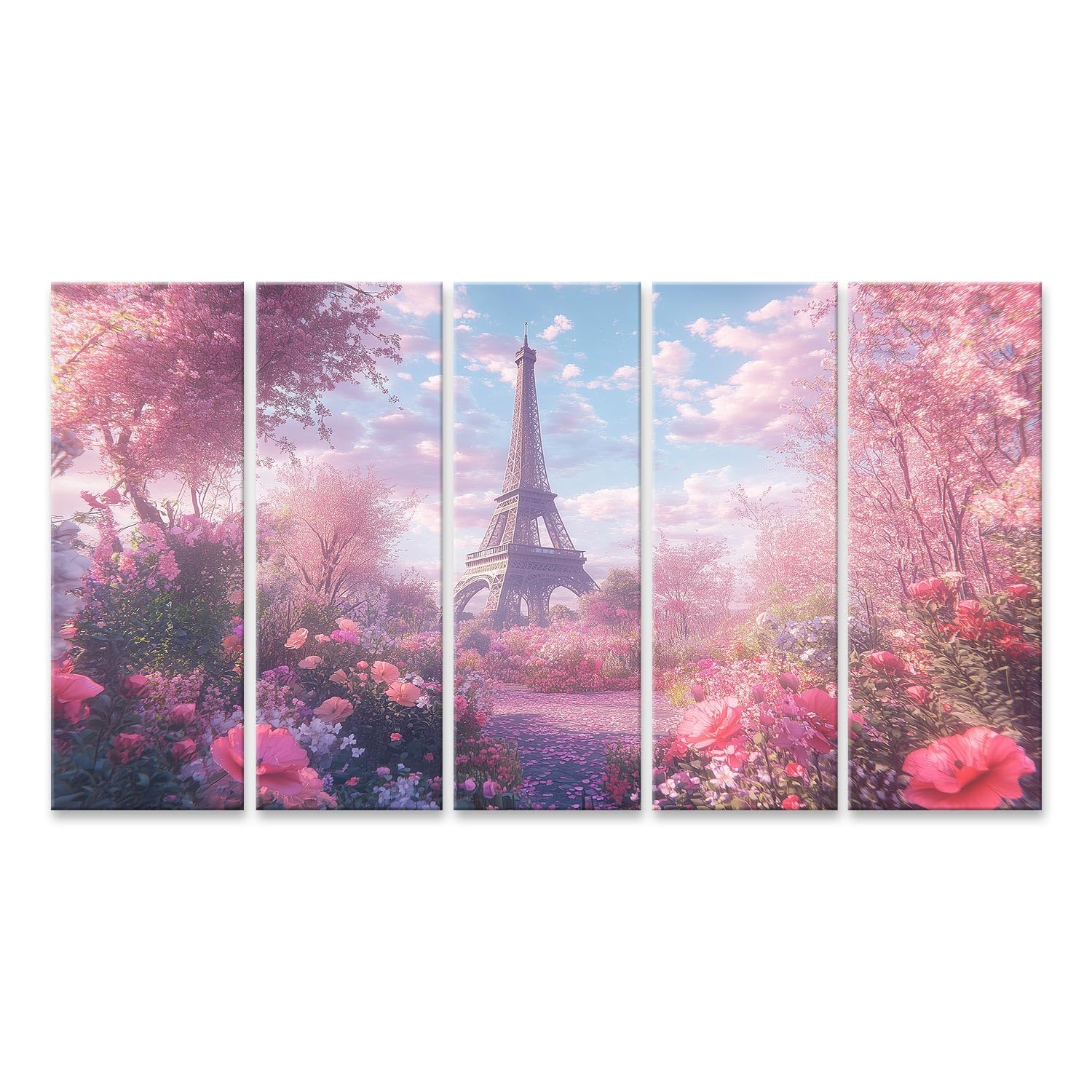 islandburner Primer cuadro sobre lienzo flores primaverales en la Torre Eiffel en tonos rosas cuadros carteles