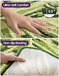 DEXI Bath Mat Leaf Plant, 24x32 Soft Absorbent Bathroom Rug with Non Slip Backing, Microfiber Washable Floor Carpet Bathmat for Sink, Living Room, Monstera Green