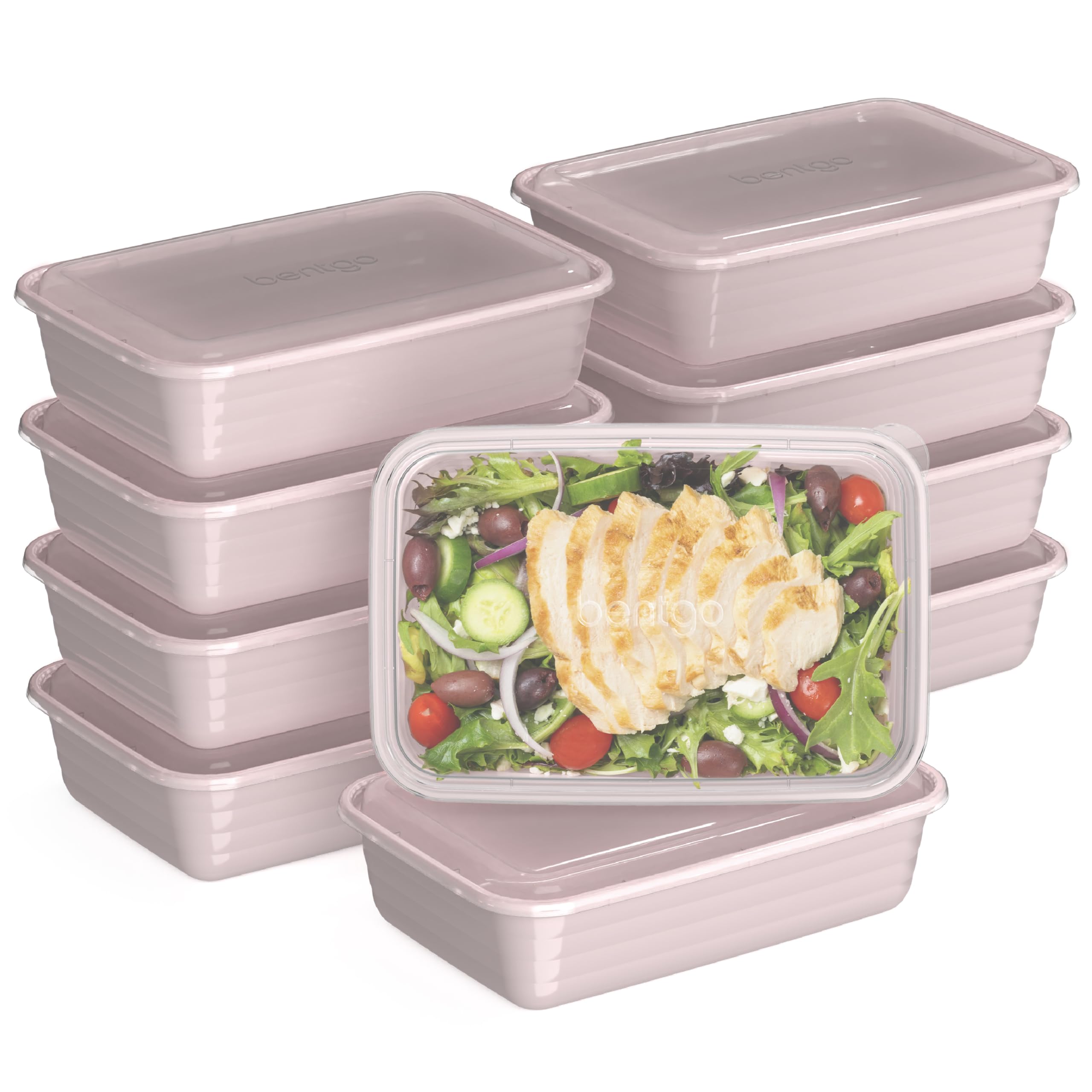 Bentgo Prep - 20-Piece 1-Compartment Reusable Meal Prep Containers with Lids, PFAS & BPA Free Materials, Durable, Microwave, Freezer, & Dishwasher Safe To Go Food Storage (Blush Pink)