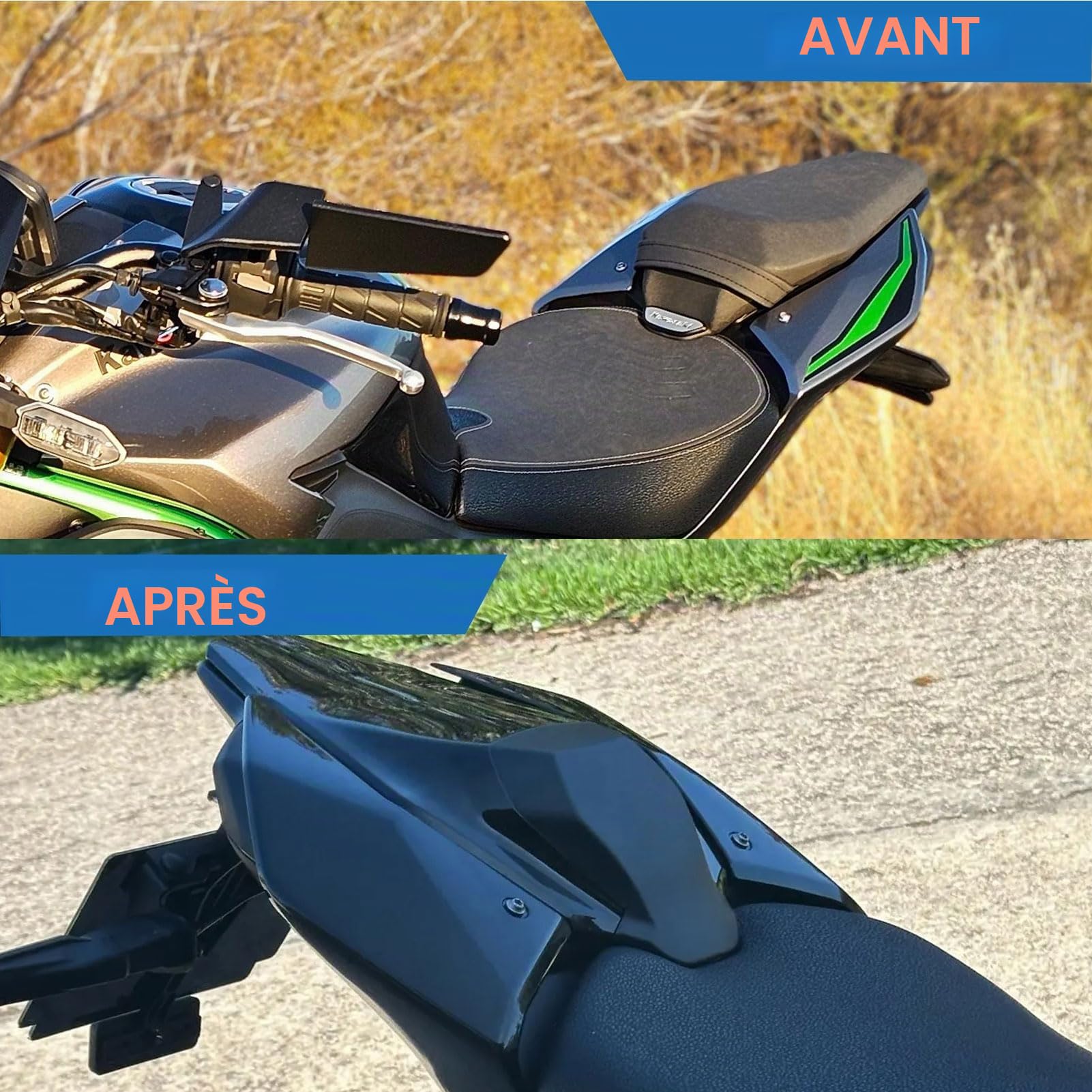 Capot de Selle Passager arrière Neuf pour Moto Z900/SE Z 900 SE Z-900 Accessoires 2025 2026, Capot de Dossier de Selle Solo Passager (Noir Brillant)