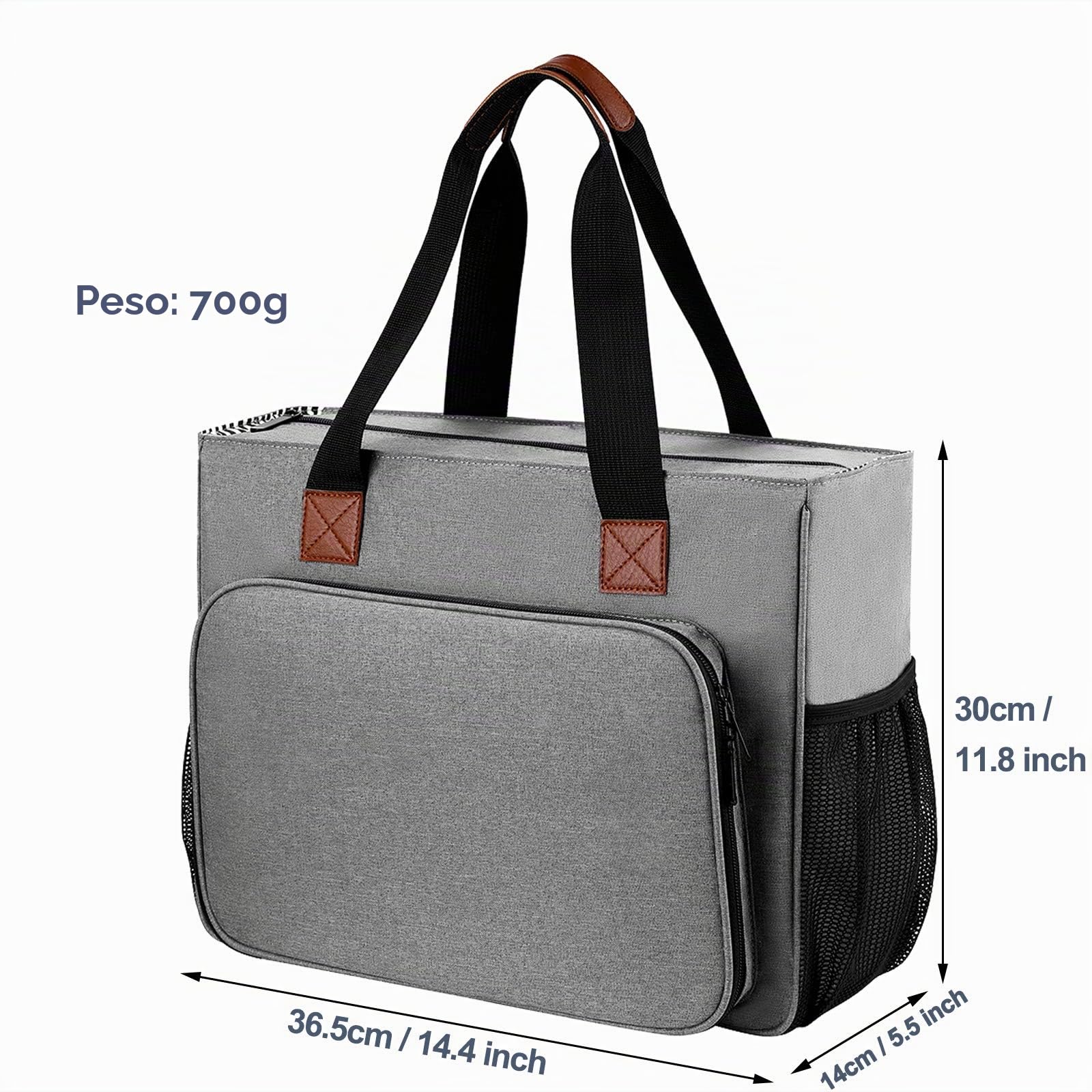 Coopay Borsa da Trasporto per Progetti di Ricamo, Borsa per Set di Ricamo Multitasca per il Trasporto, Punto Croce e Cerchi, Tessuto Oxford Impermeabile, Grigio(Senza Accessori Inclu)