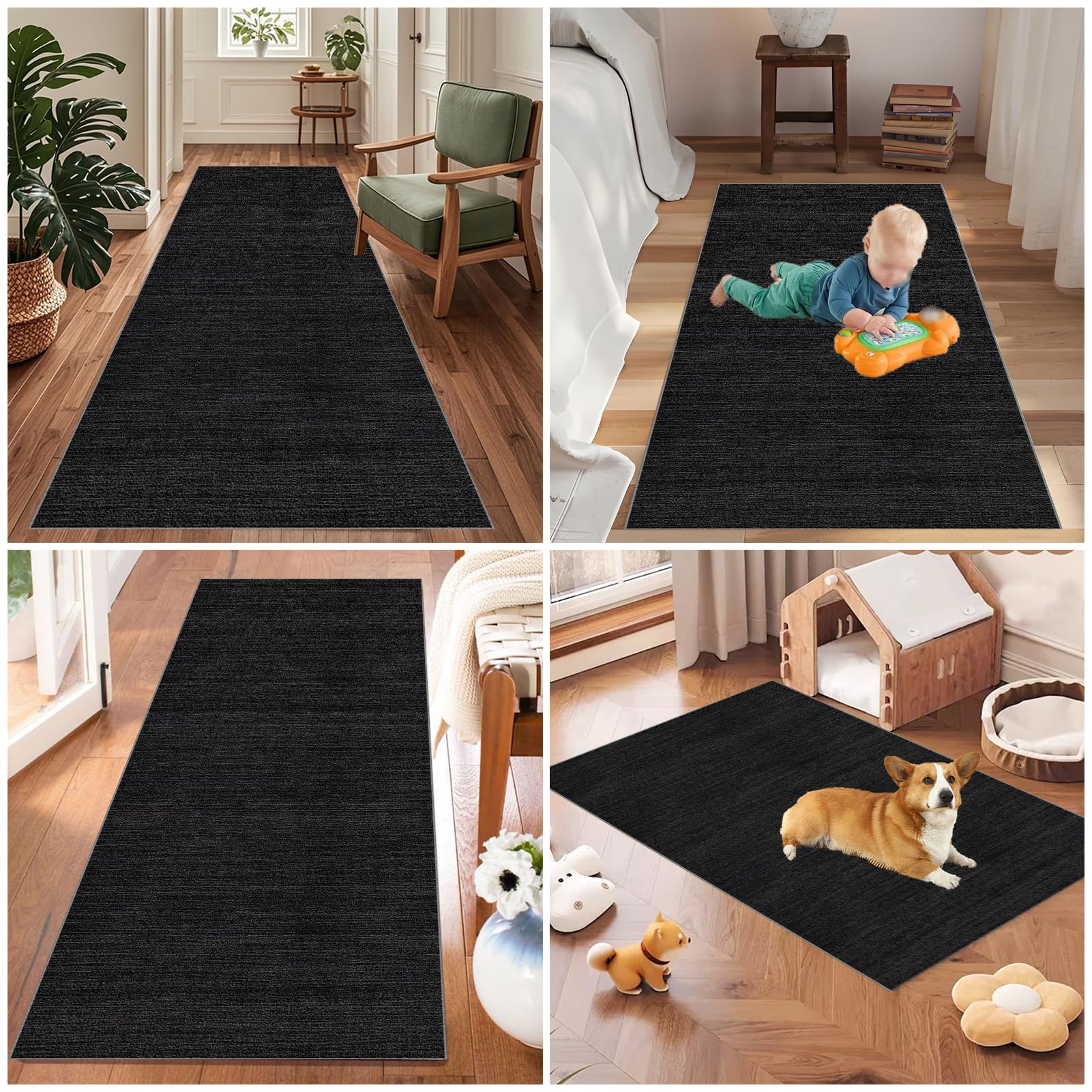 Abstrakter Läufer Teppich 60x160 - Waschbarer Flurteppich Geometrisch