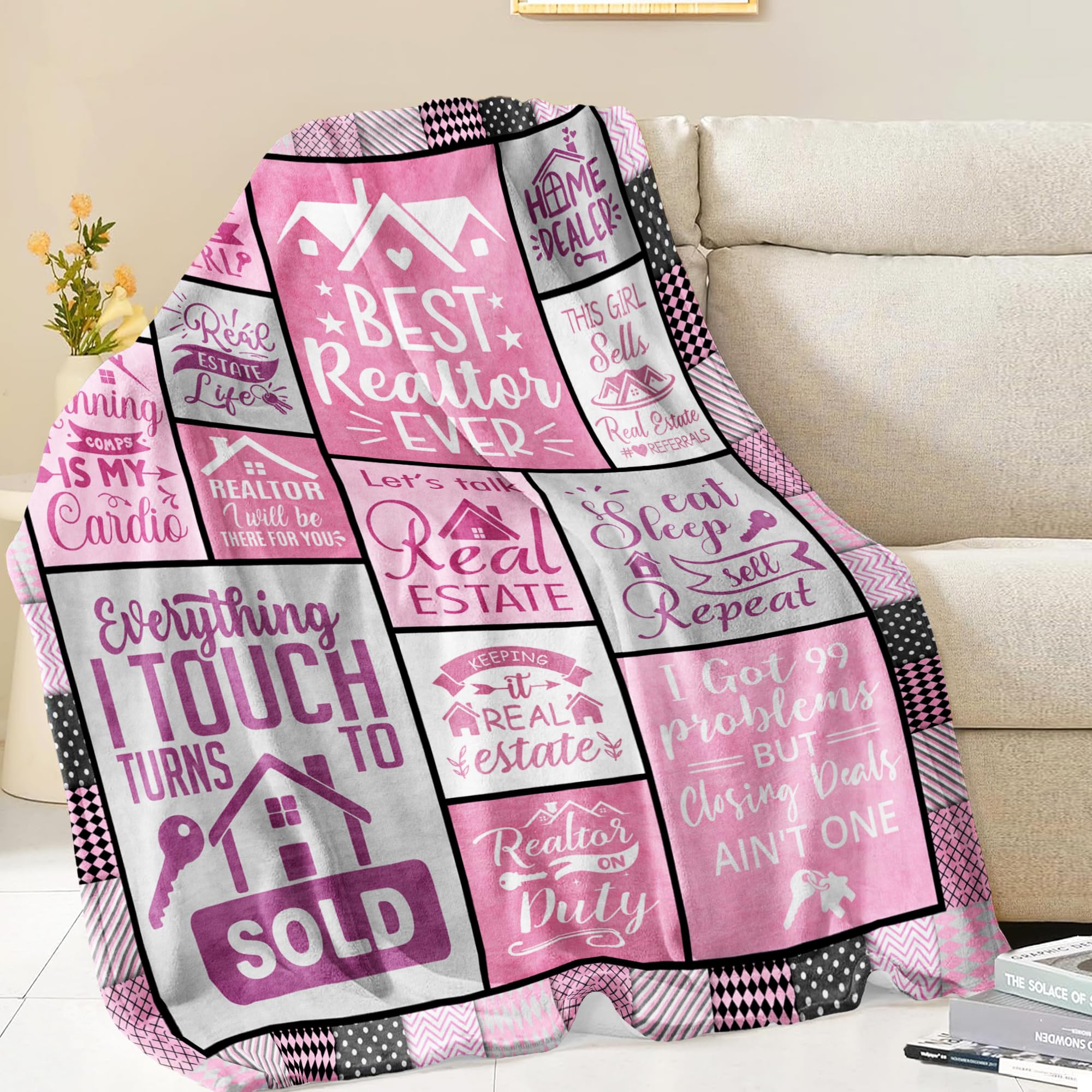 Realtor Gifts Blanket 60" x 50", Real Estate Agent Gifts, Realtor Gifts for Women, Gifts for Realtors Female, Gifts for A Real Estate Agent, Closing Gift for Realtors at Closing