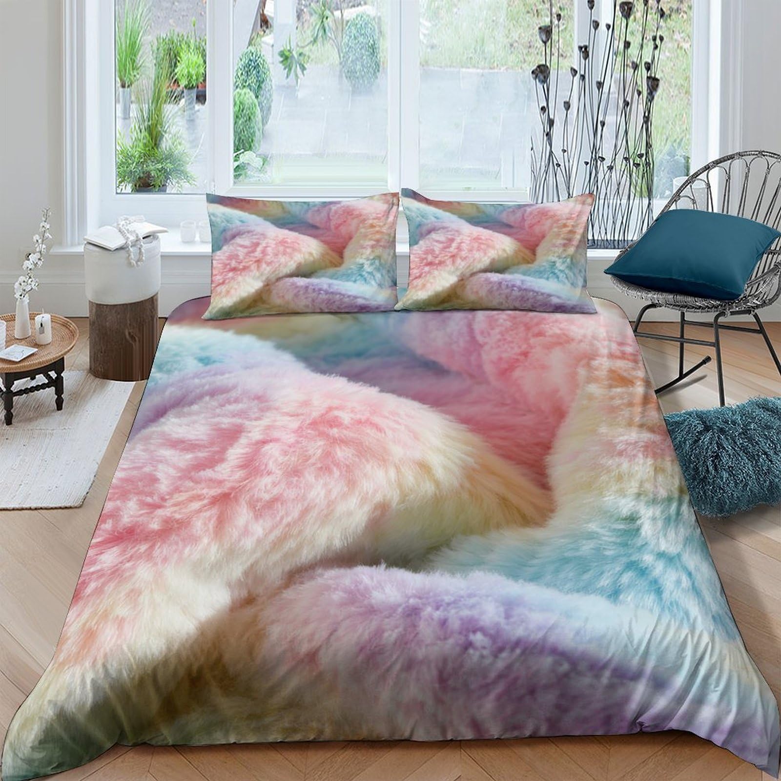Ctjqhvkz Style-8 3D Printed Watercolor Abstract Fitted Sheet Microfiber Non-Slip Pastel Dream Mattress Cover Bedroom Decor Single（135X200cm）
