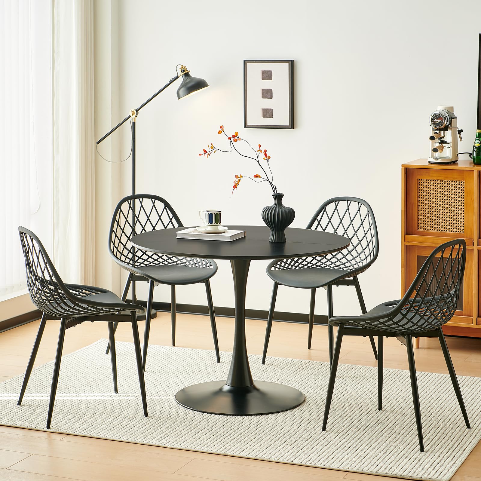 buybyroom Style Scandinave Table de Salle à Manger Moderne Ronde, Bureau, Table de Bar, Idéale pour Cuisine, Salle à Manger, Salon et Bureau, pour 2-4 Personnes, Diamètre 100 cm, Noir