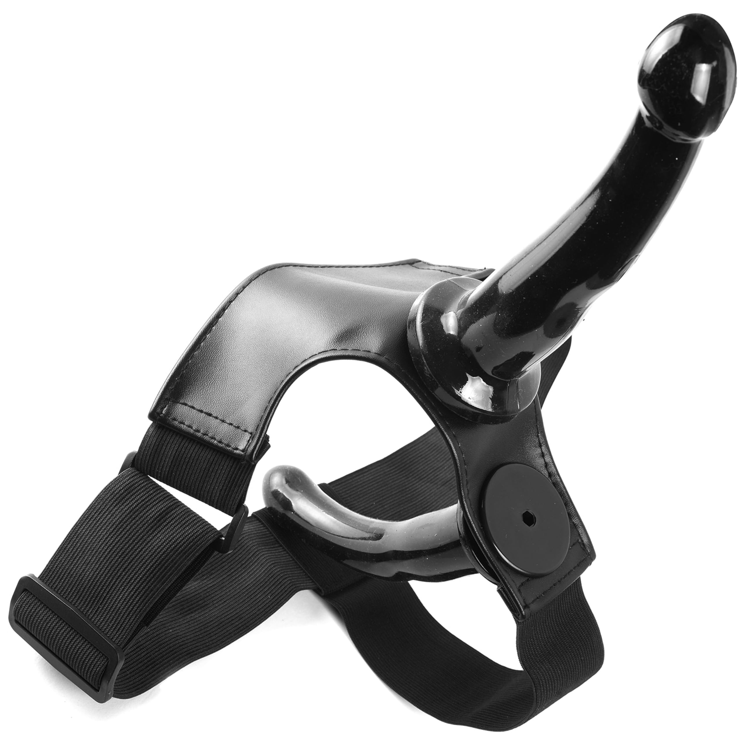 FOPS Strap-On Doppio per Coppie – Doppia Penetrazione con Dildo Nero 19 cm & 16 cm Regolabile fino a 110 cm Giocattolo Sexy per Donna D57