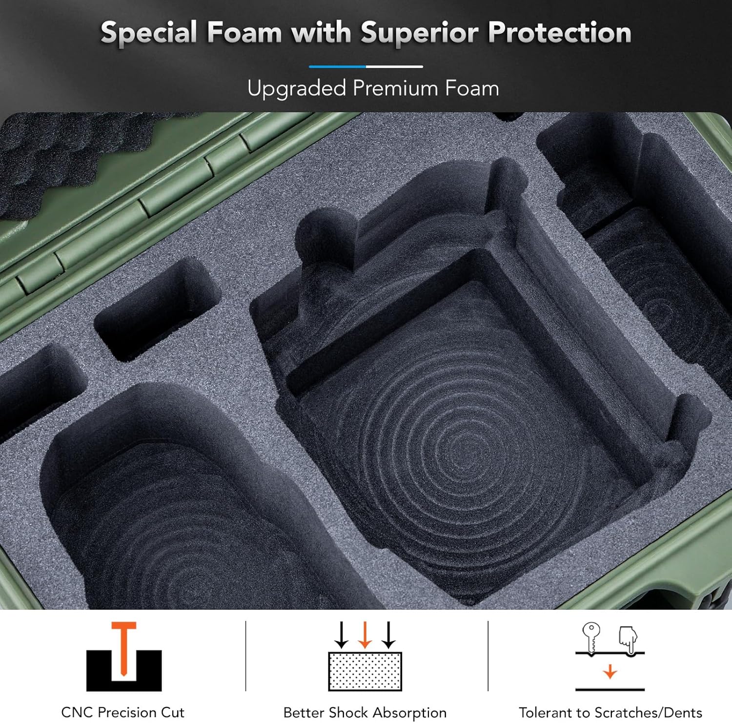 Lykus Titan MM510 Waterproof Hard Case for DJI Mini 5 Pro and RC2/RC-N3, Support up to 7 batteries, Green [CASE ONLY]