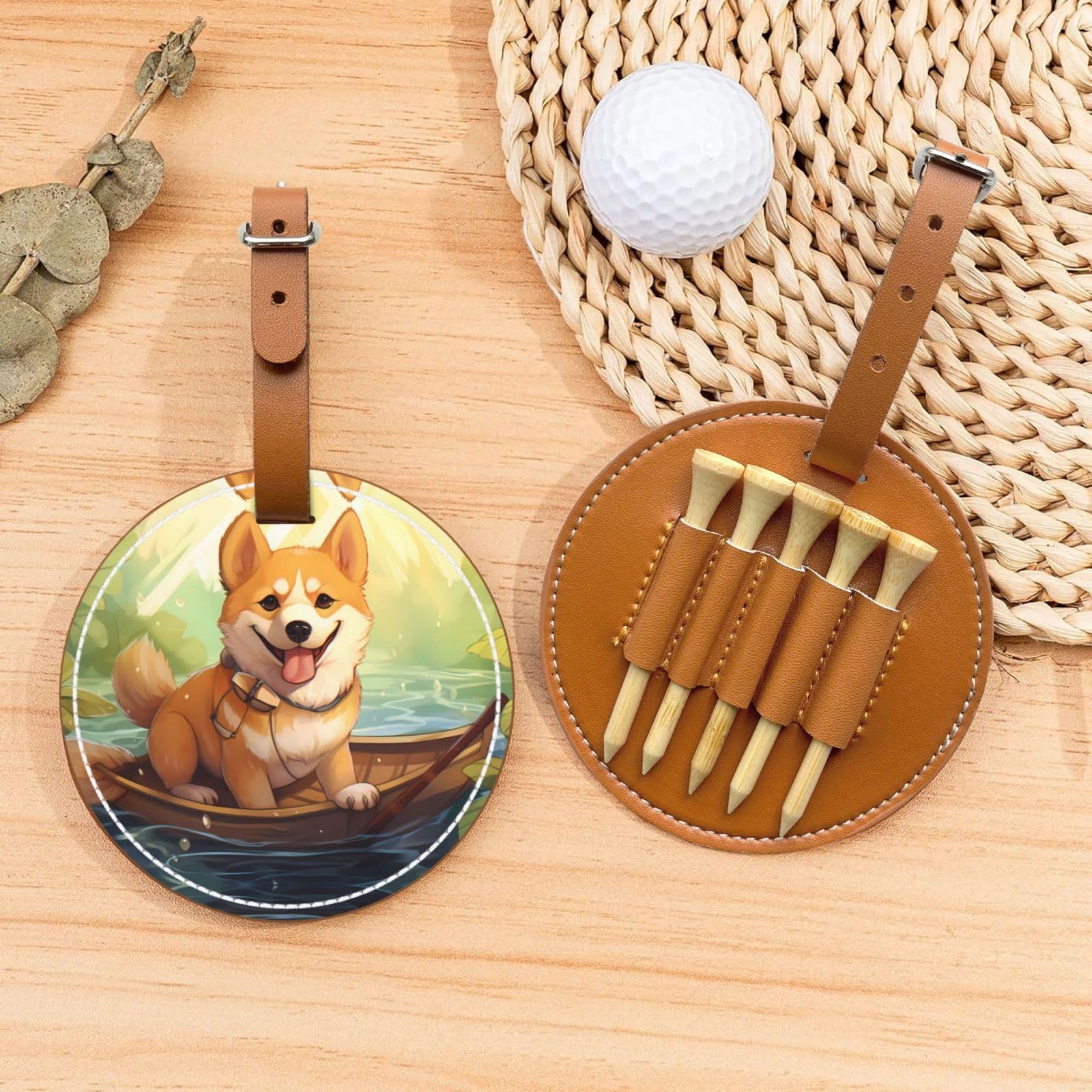 Funny Shiba Inu Brown Printed golf tee storage bag - portable design, easy to organize tee