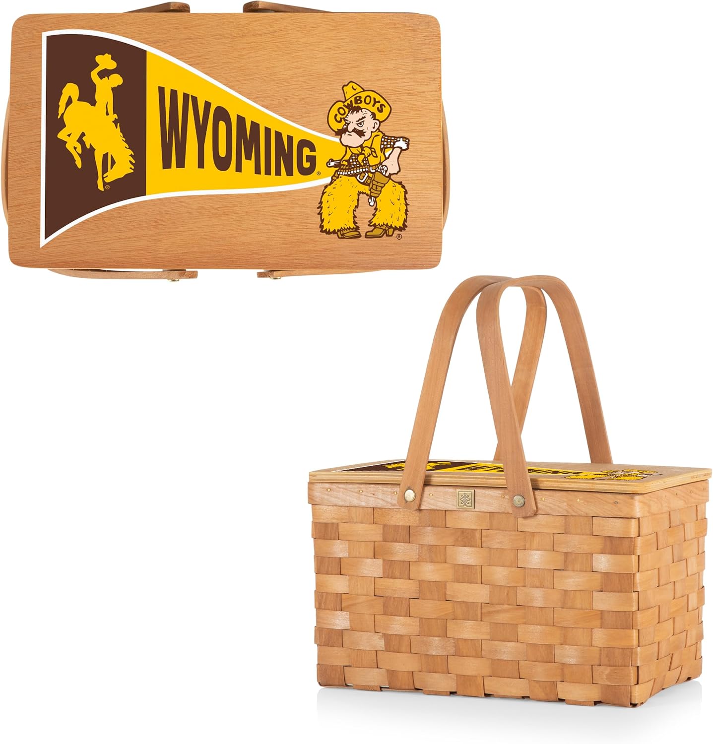 PICNIC TIME NCAA Wyoming Cowboys Poppy Personal Picnic Basket, Insulated Lunch Bag, Retro Lunch Box, (Beige)