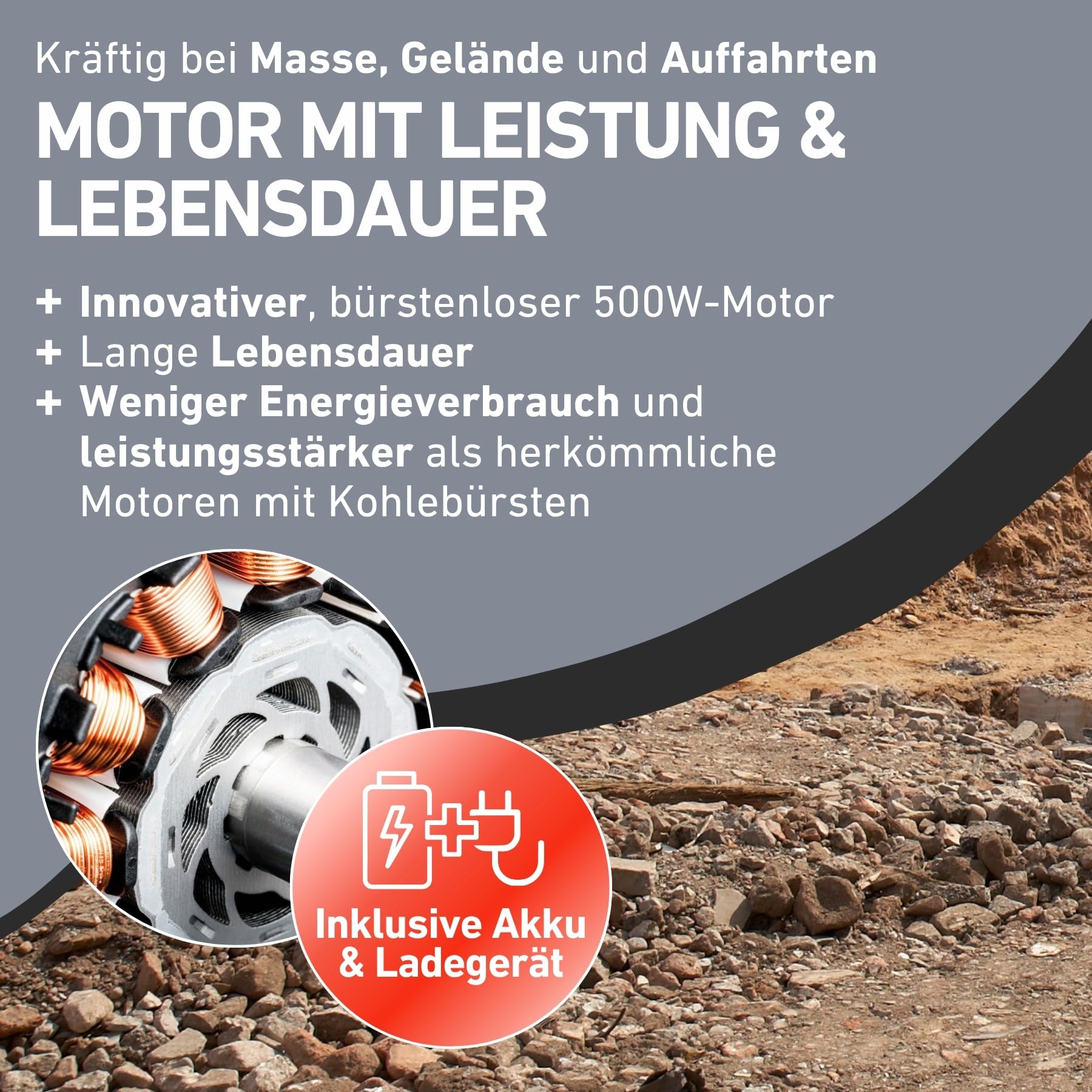 elektrische Schubkarre mit Akku I 300L Mulde & 300kg Traglast I leistungsfähige Motorschubkarre I Offroad-taugliche Akkuschubkarre I 40V Li-Ion mit 6000mAh
