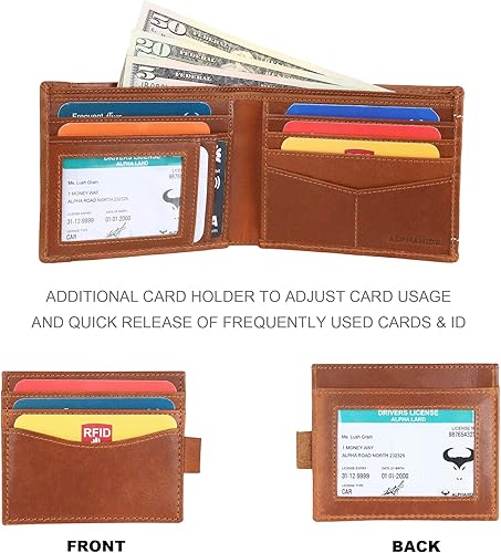 Miniatura 3 de Carteras minimalistas para hombres, carteras de cuero RFID bloqueo de hombre, cartera de cuero real para hombre con ventana de identificación,