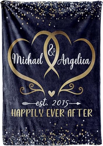 Miniatura 5 de Manta personalizada Happily Ever After, manta personalizada con corazón de pareja, para esposa, esposo en cumpleaños, día de San Valentín,