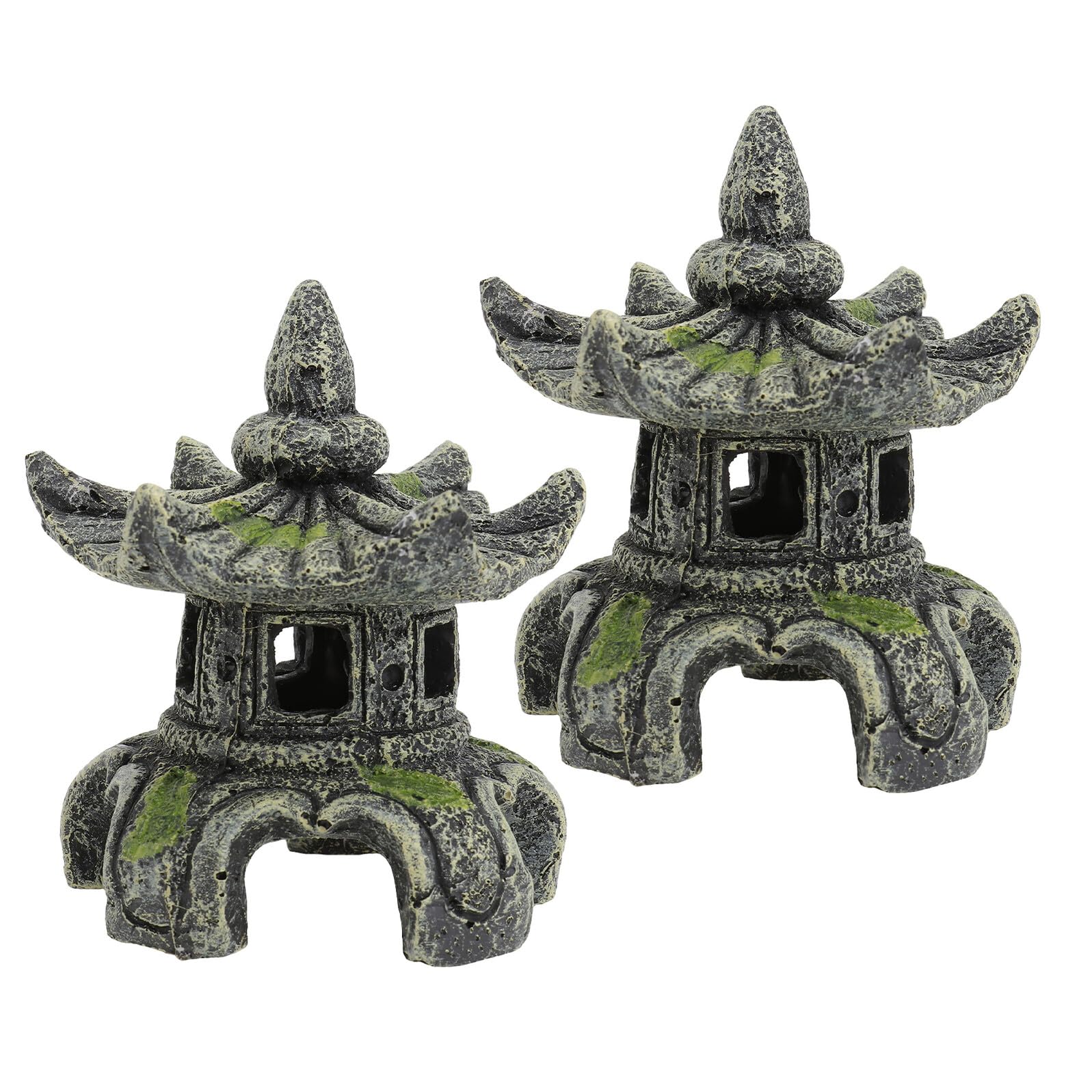 VALICLUD 2Pcs Hexagonal Pagoda Aquarium Ornaments Resin Shrimp Shelter