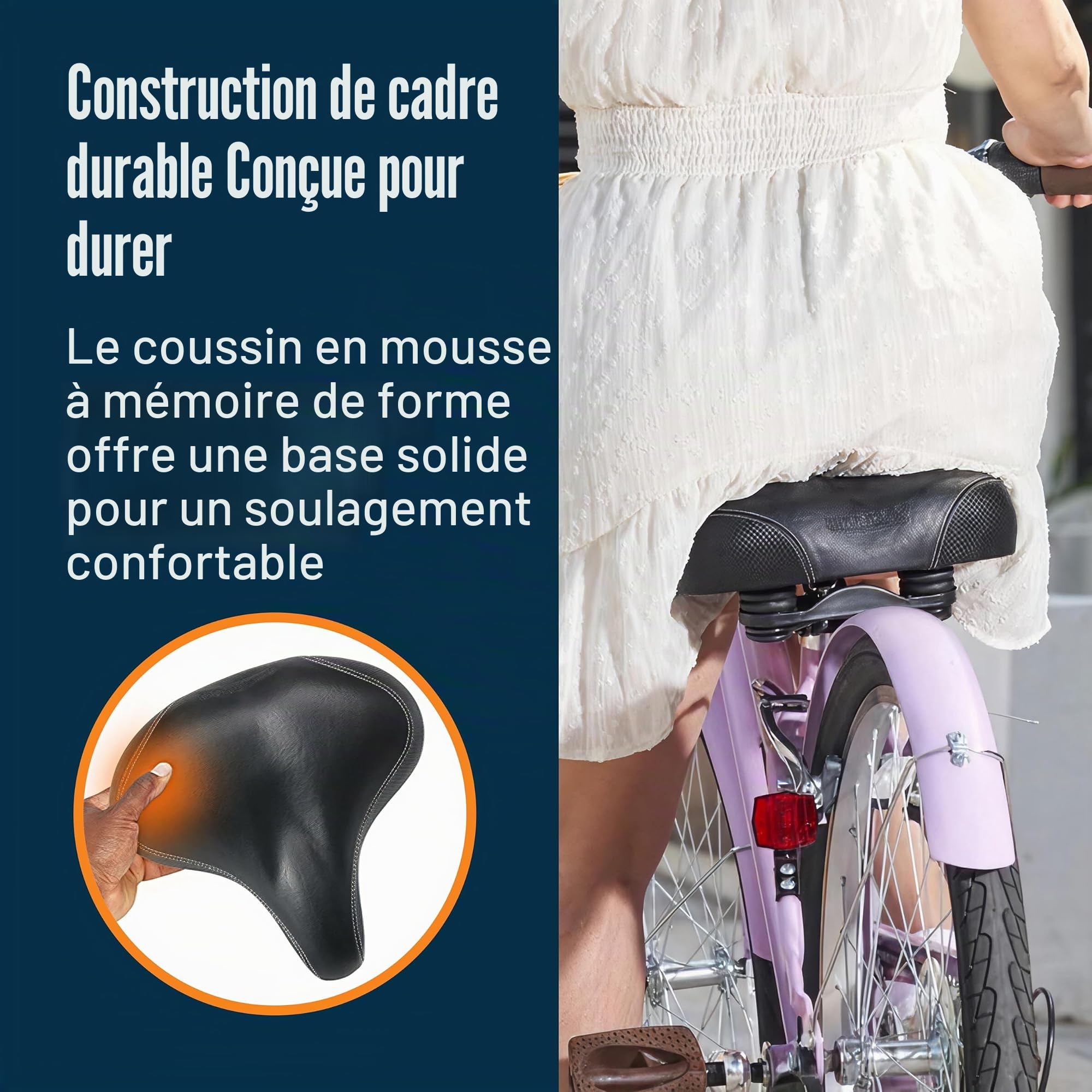 Selle de vélo la plus confortable pour les personnes âgées – Selle de vélo extra large et rembourrée pour homme et femme – Selle de vélo universelle