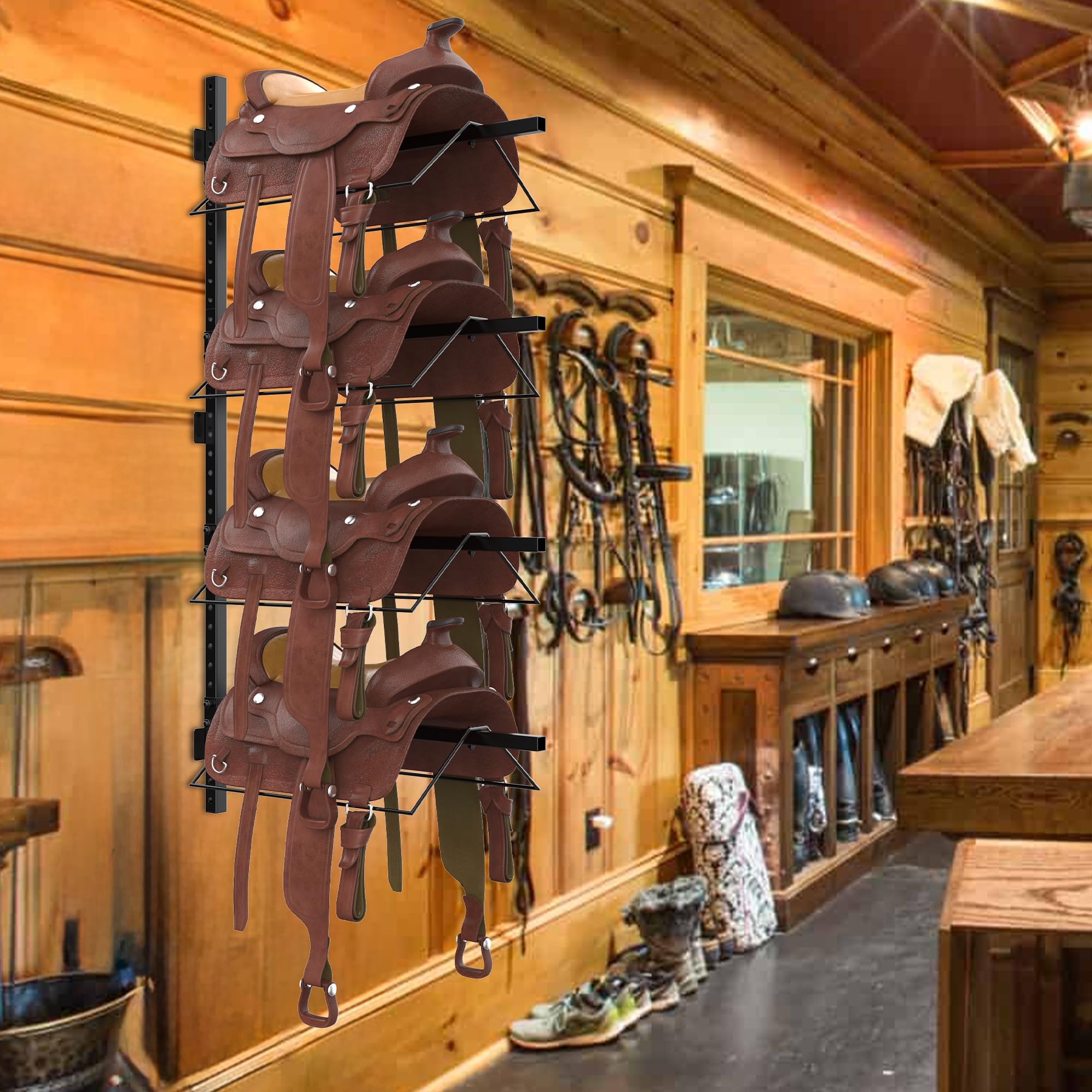 Horse Rack Design Wall Mount Saddle Rack 4 Tier 4-Tier Wall Mount Saddle Rack – Heavy ...