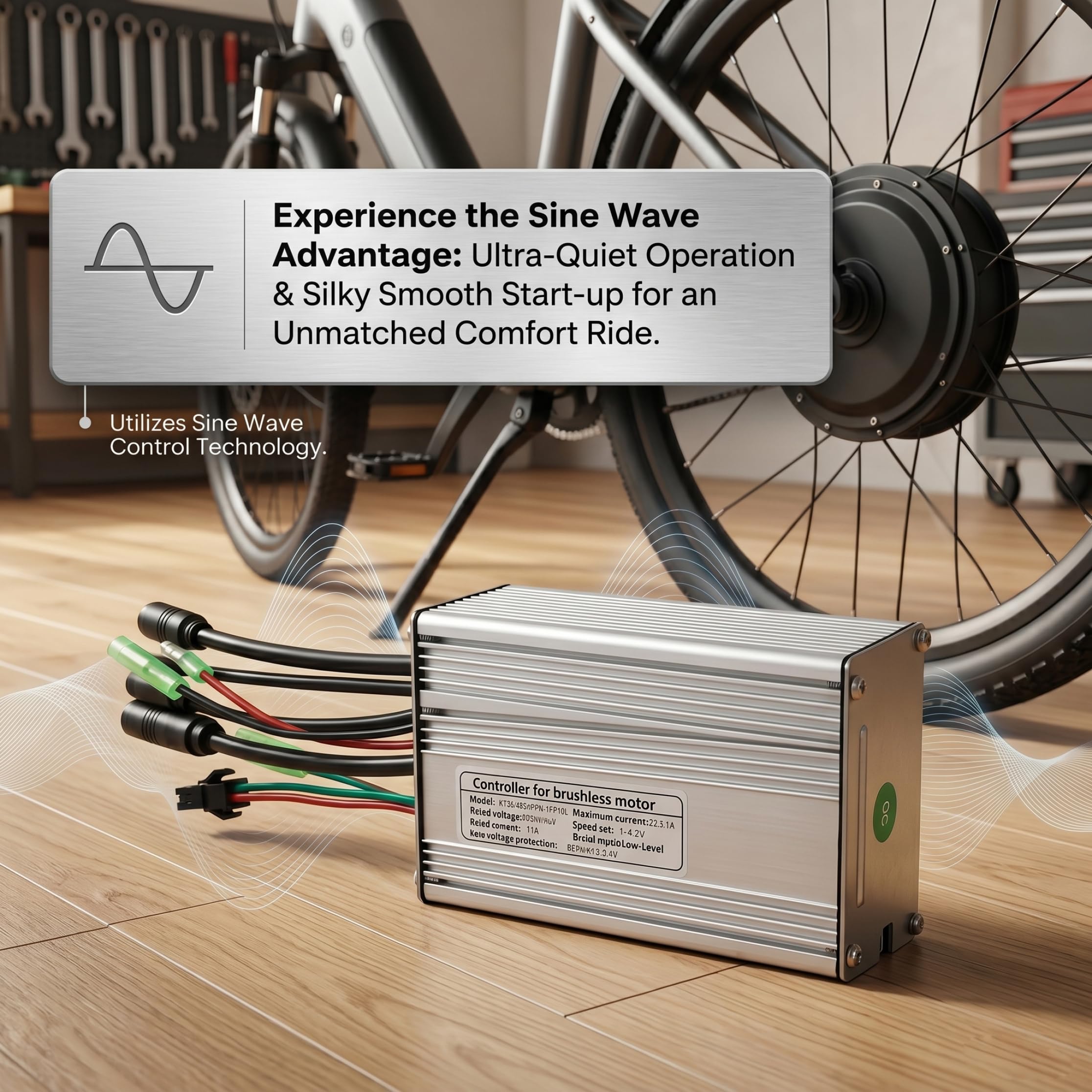 Contrôleur de vélo électrique étanche argenté 500W 48V | Sine étanche, convient aux vélos électriques de 500 W, idéal pour les travaux de réparation