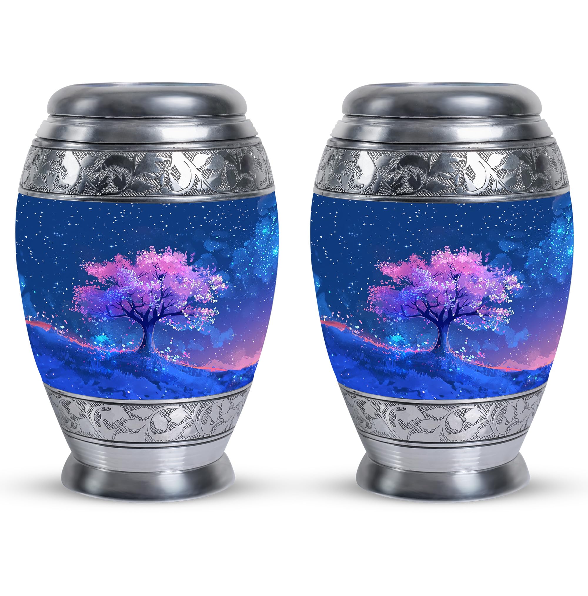 Keepsake Urn, Small Keepsake Urns, Cremation Keepsake Urns, Urns for Human Ashes Adult Mall & Female, Funeral Urns Small 3''_Blue, Pink | Tree of Life Urn | urn for Ashes Adult Male Small, Set of 2 โ image 1