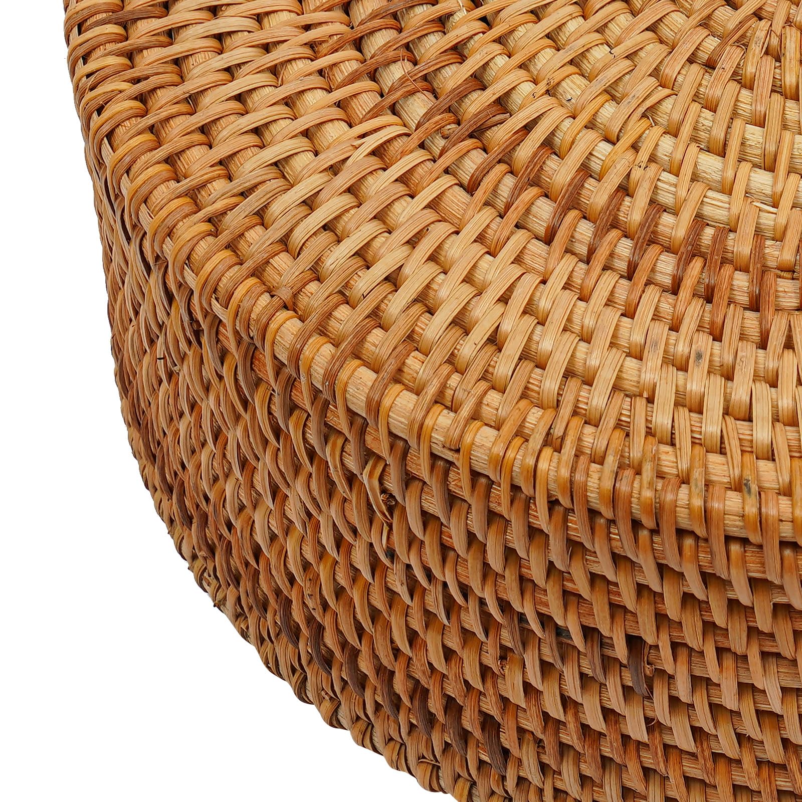 Cesta de almacenamiento de ratán trenzado, cesta con tapa, cesta de mimbre natural, cesta de armario, organizador de estantes de mesa, cesta trenzada hecha a mano (A)