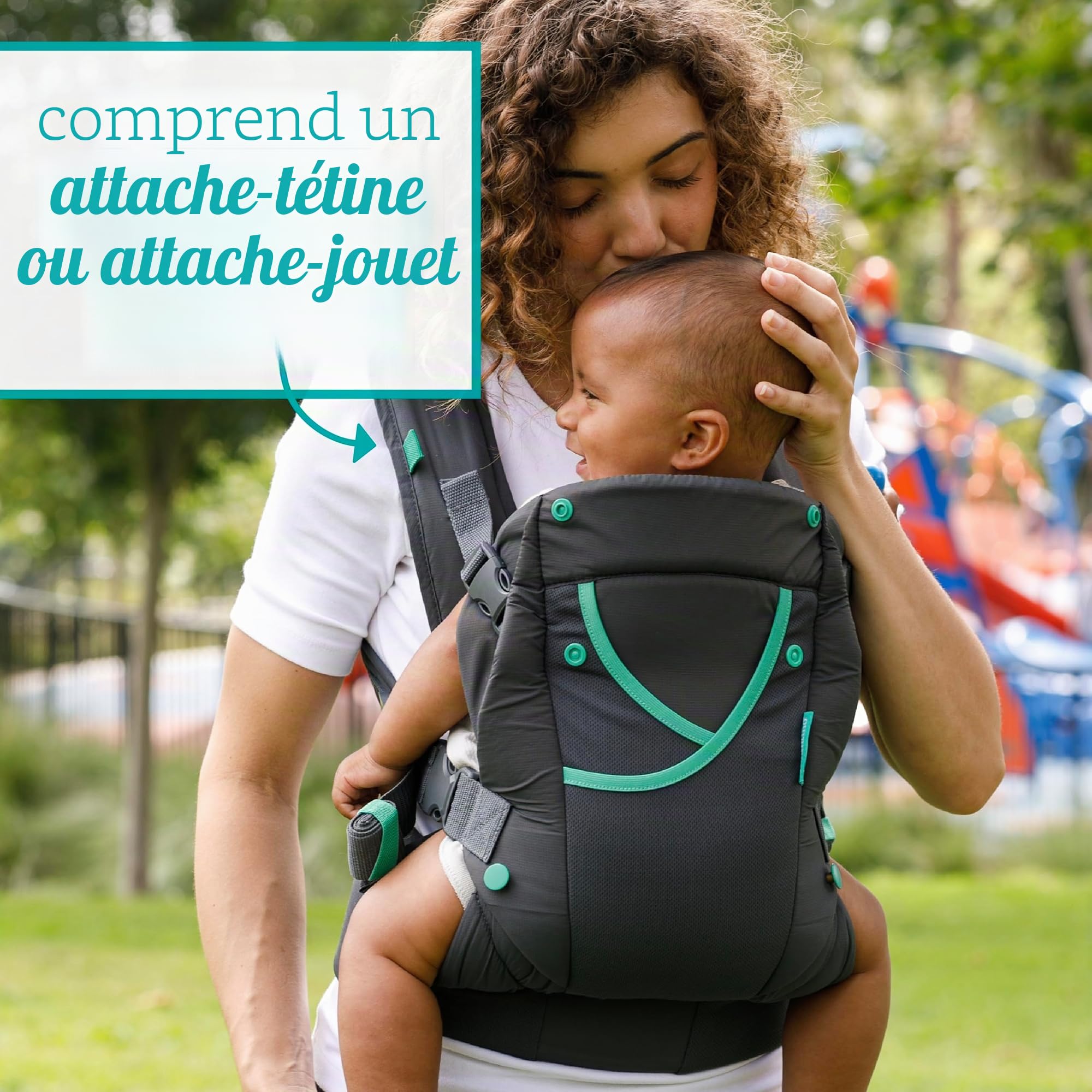 Infantino Porte-bébé Carry On Active, Porte-bébé Ergonomique Multi-poches pour Nouveau-né à Tout-petit 3,6–18,1 kg avec Bretelles Rembourrées, Rangement sur Ceinture Lombaire, Gris