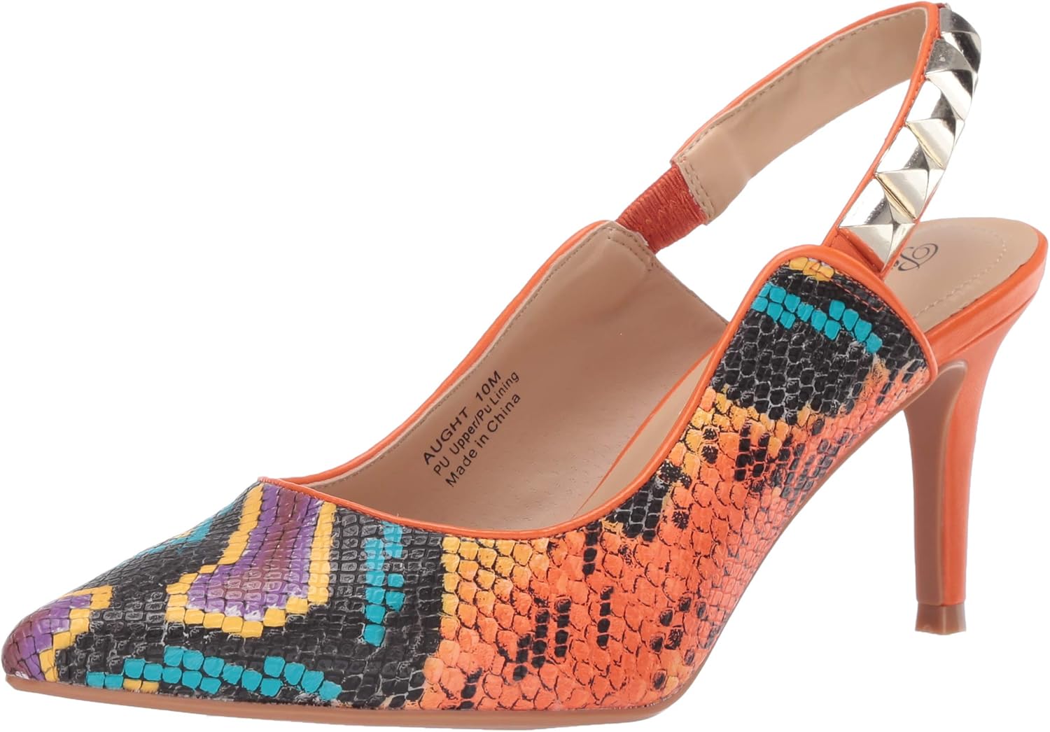 Penny Loves Kenny Women's Slingback Pump, Orange Multi Faux Snake, 7 W US