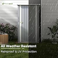 Vista 6 de Patiowell - Cobertizo de almacenamiento al aire libre de 3 x 3 pies, pequeño cobertizo de almacenamiento de herramientas de jardín con techo