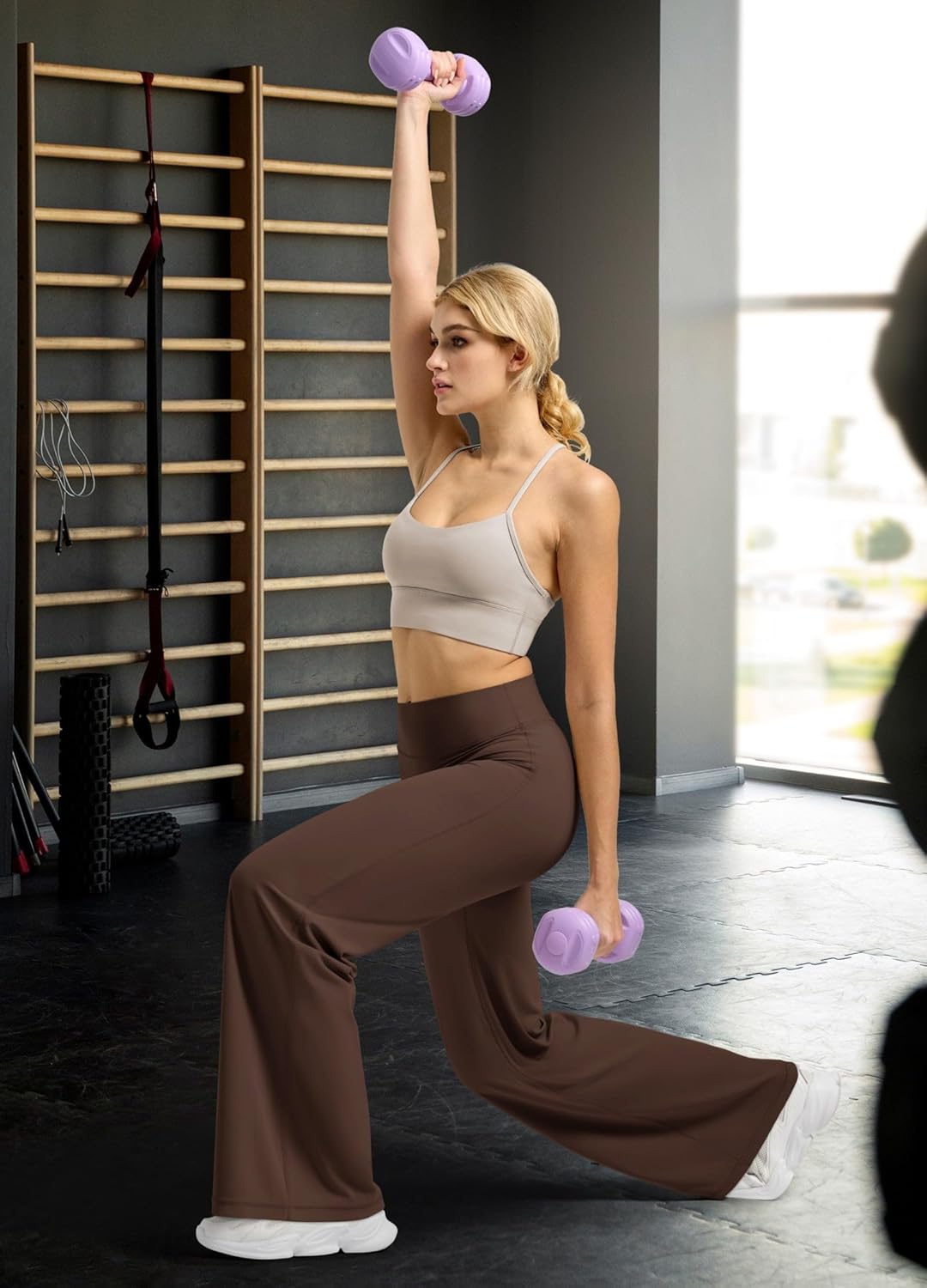 Willit Workout Gym Leggings for Women Straight Leg Bottoms Wide Leg Yoga Pants for Women High Waist Buttery Soft 31" Deep Brown XS - Image 3