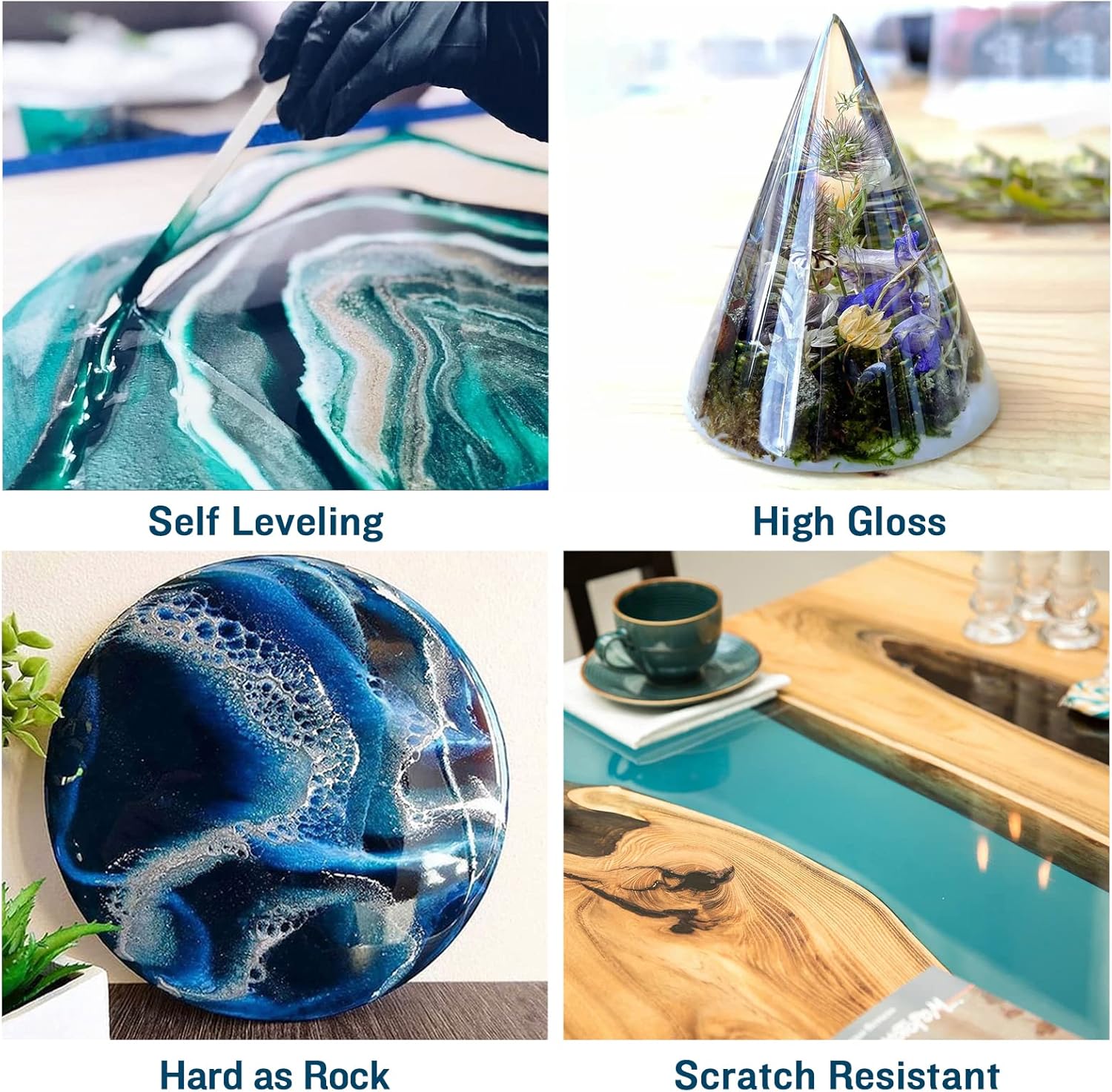 Teexpert Deep Pour Epoxy Resin, 51oz Epoxy Resin Kit for 2-4" Pour Depths, Crystal Clear & High Gloss, Bubble-Free Casting Resin for Flower Preservation, River Tables and Mold Crafts - 2:1 Mix Ratio