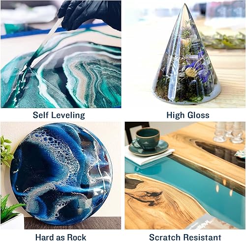 Miniatura 4 de Teexpert Resina epoxi de vertido profundo, kit de resina epoxi de 24 onzas para profundidades de vertido de 2 a 4 pulgadas, resina transparente y de