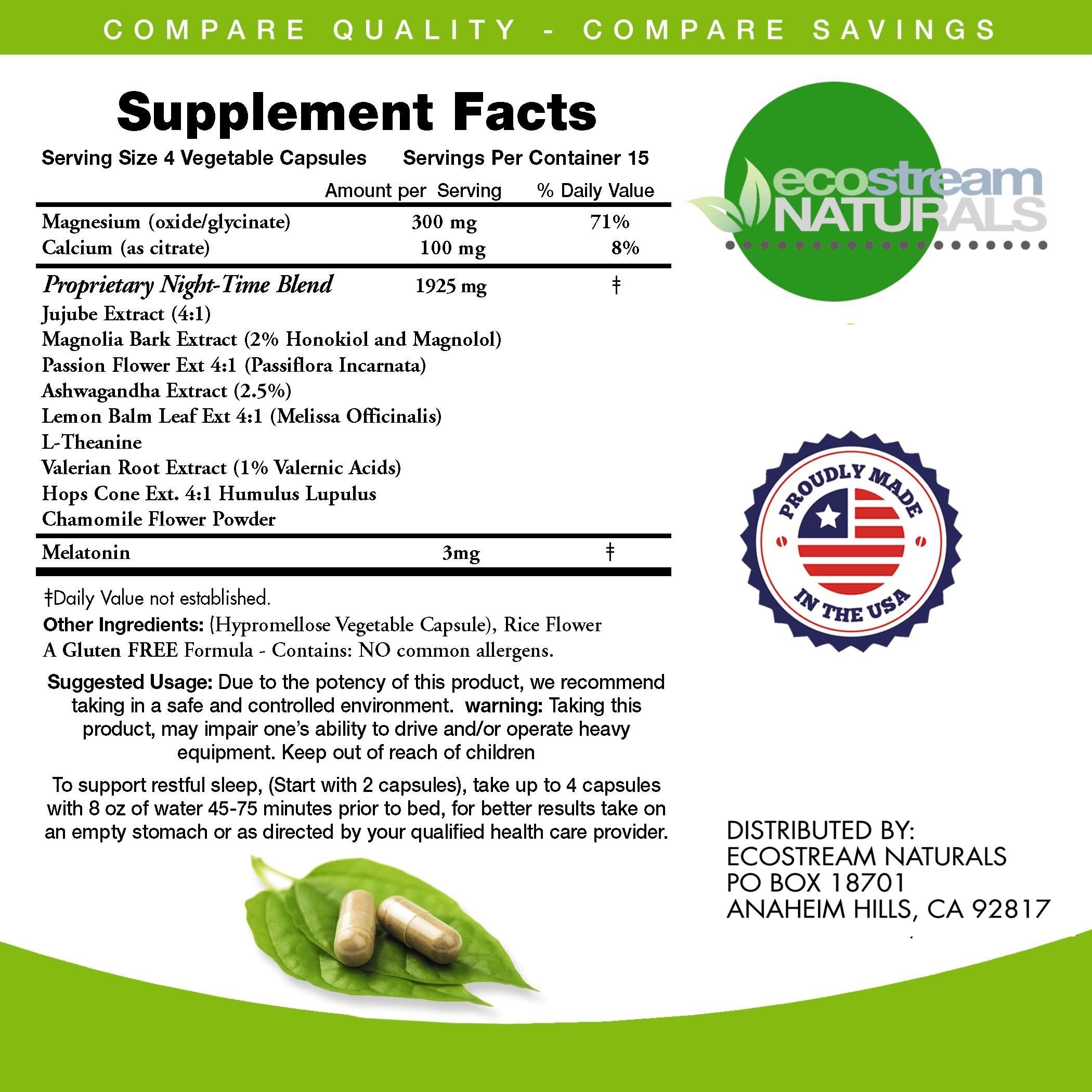 Natural Night-Time Support Muscle Relax PM - Over 2,300 Milligrams Strength - Ease Night Time Capsules Rest Support with Magnesium, Ashwaganha, Valerian, Passion Flower — Amazon image 3