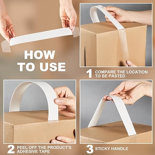 Miniatura 4 de Frienda 50 piezas de asa de transporte adhesiva de plástico y espuma, asas de embalaje resistentes para cajas y bolsas, agarre de embalaje para