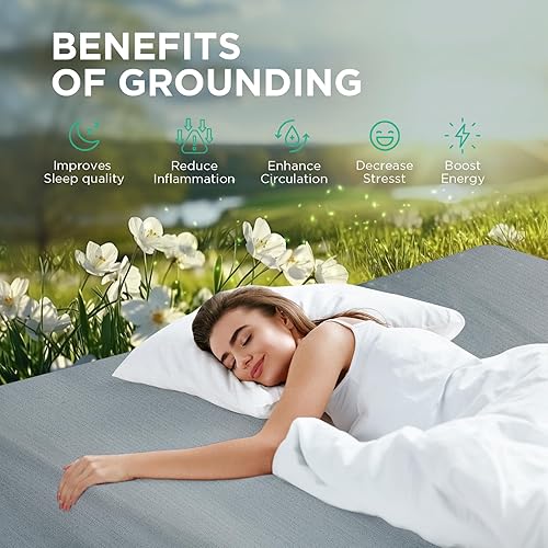 Miniatura 6 de MURT Sábanas de tierra de lujo para un mejor sueño, 90% Tencel real y 10% fibra de plata pura, probador de puesta a tierra, frescas y transpirables,