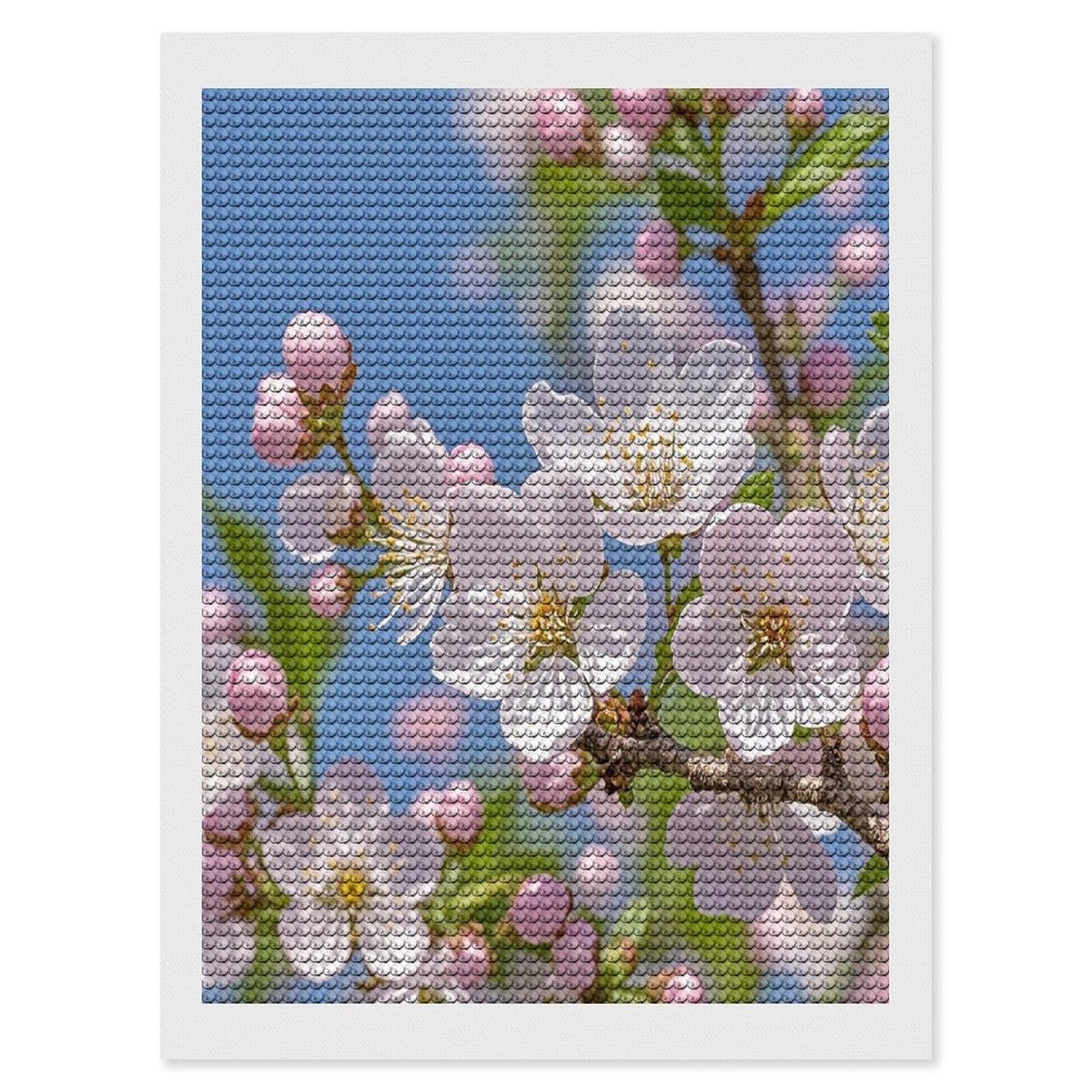 FekiLoot Japanese Cherry Blossom Diamond Painting Kits for Adults Full Round Drill Diamond Art Kits for Beginners 5D DIY Diamond Dots Paintings Diamonds Pictures Gem Art Home Wall Decor 12"x16"