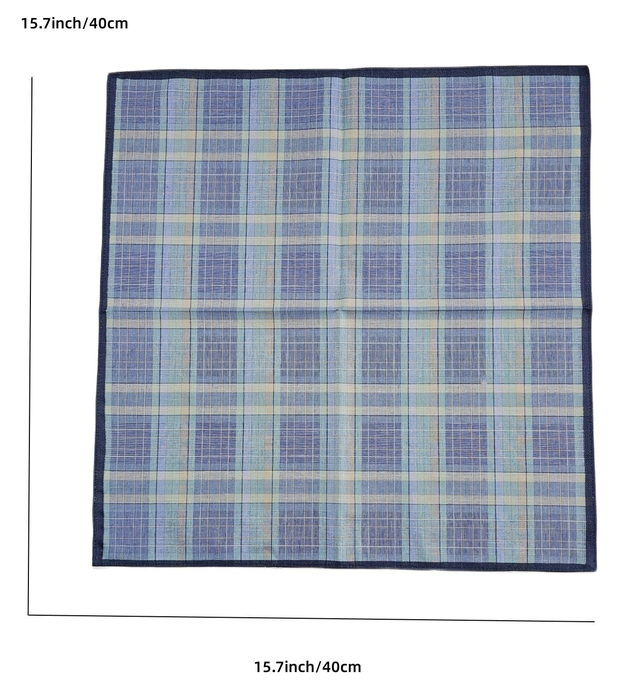 6 Pack Square Plaid Stripe15.7in Squares Men's striped cloth handkerchief Dark Grid Mixed Classic Pocket Vintage Business Checked Multicolor Gentleman Pocket