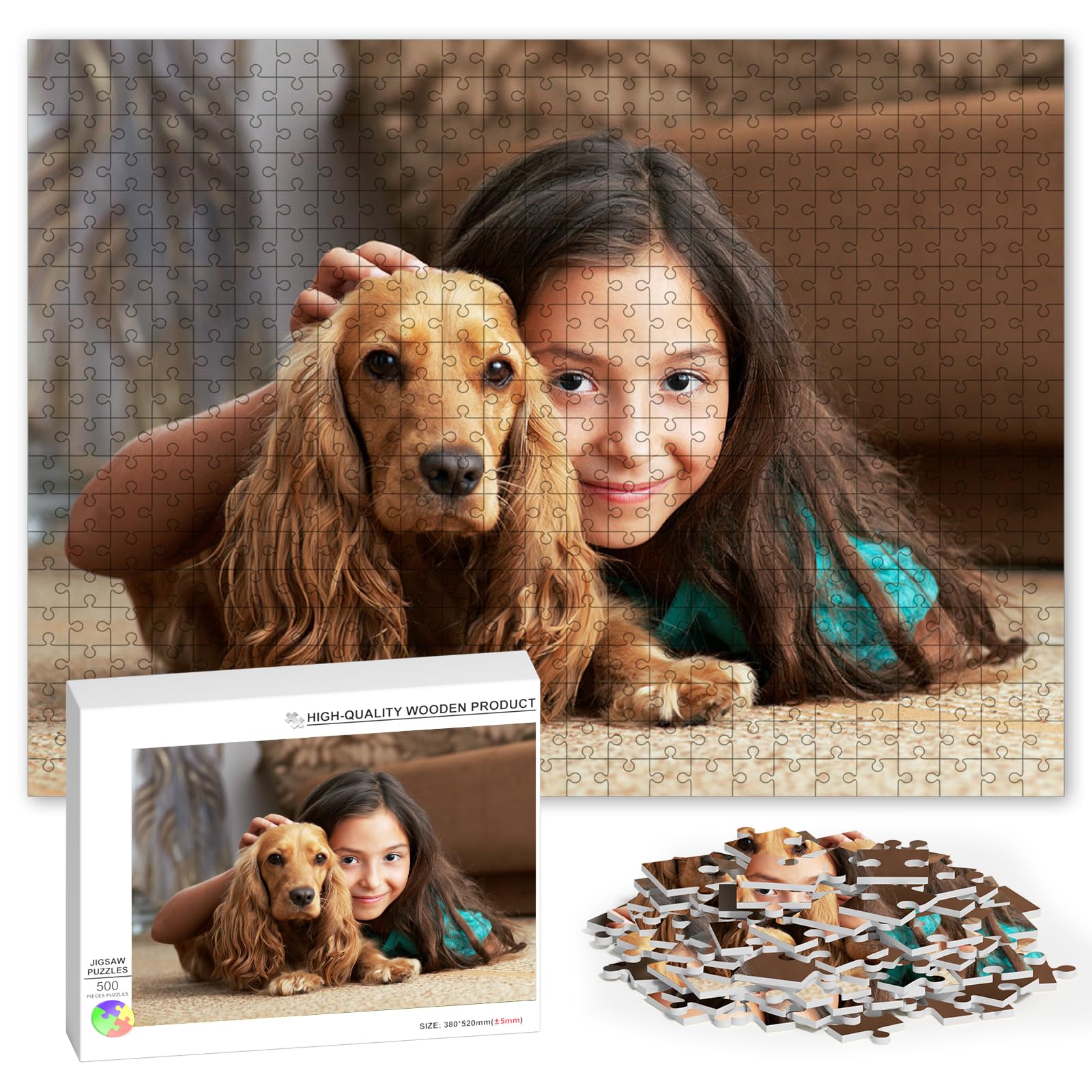 Custom Puzzles from Photos 500 Pieces, Personalized Puzzles from Photos, Customized Picture Puzzle, Wooden Custom Jigsaw Puzzles,Christmas Wedding