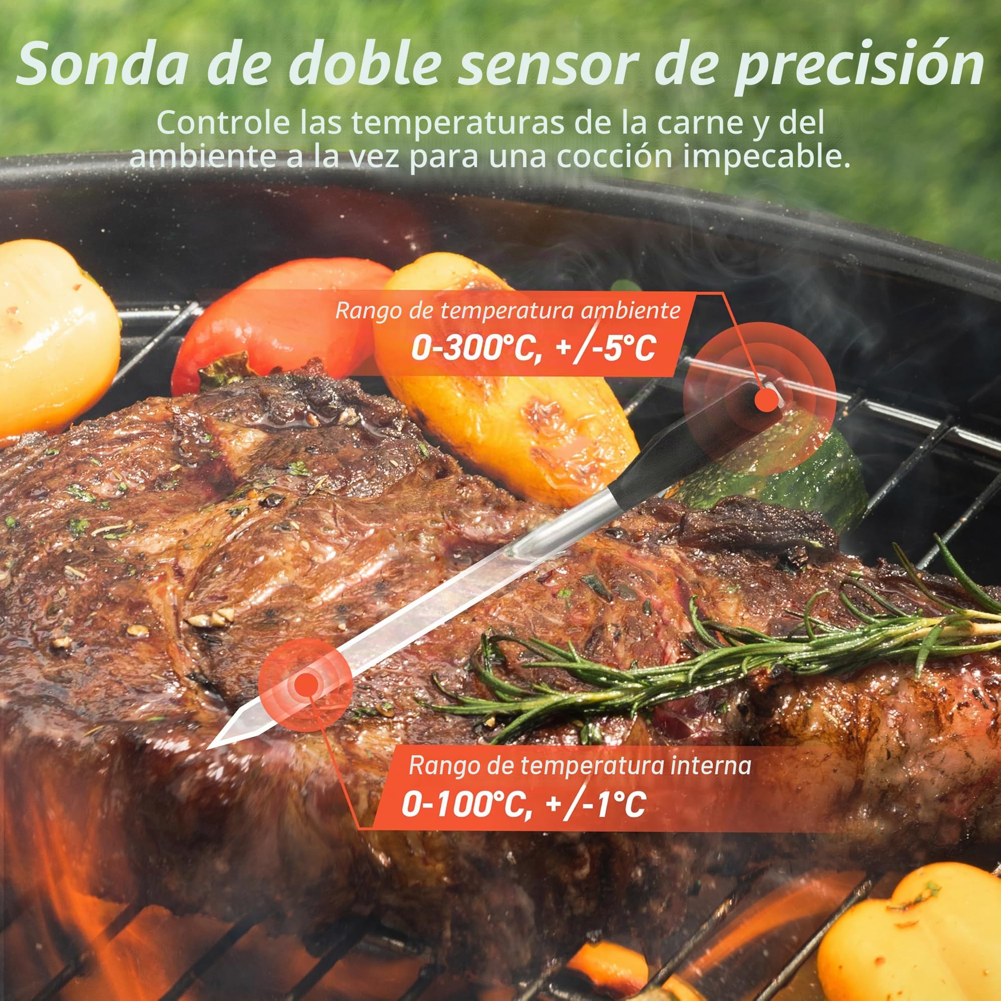 COSORI Termómetro de carne inteligente, de parrilla inalámbrico con un alcance de 50 metros