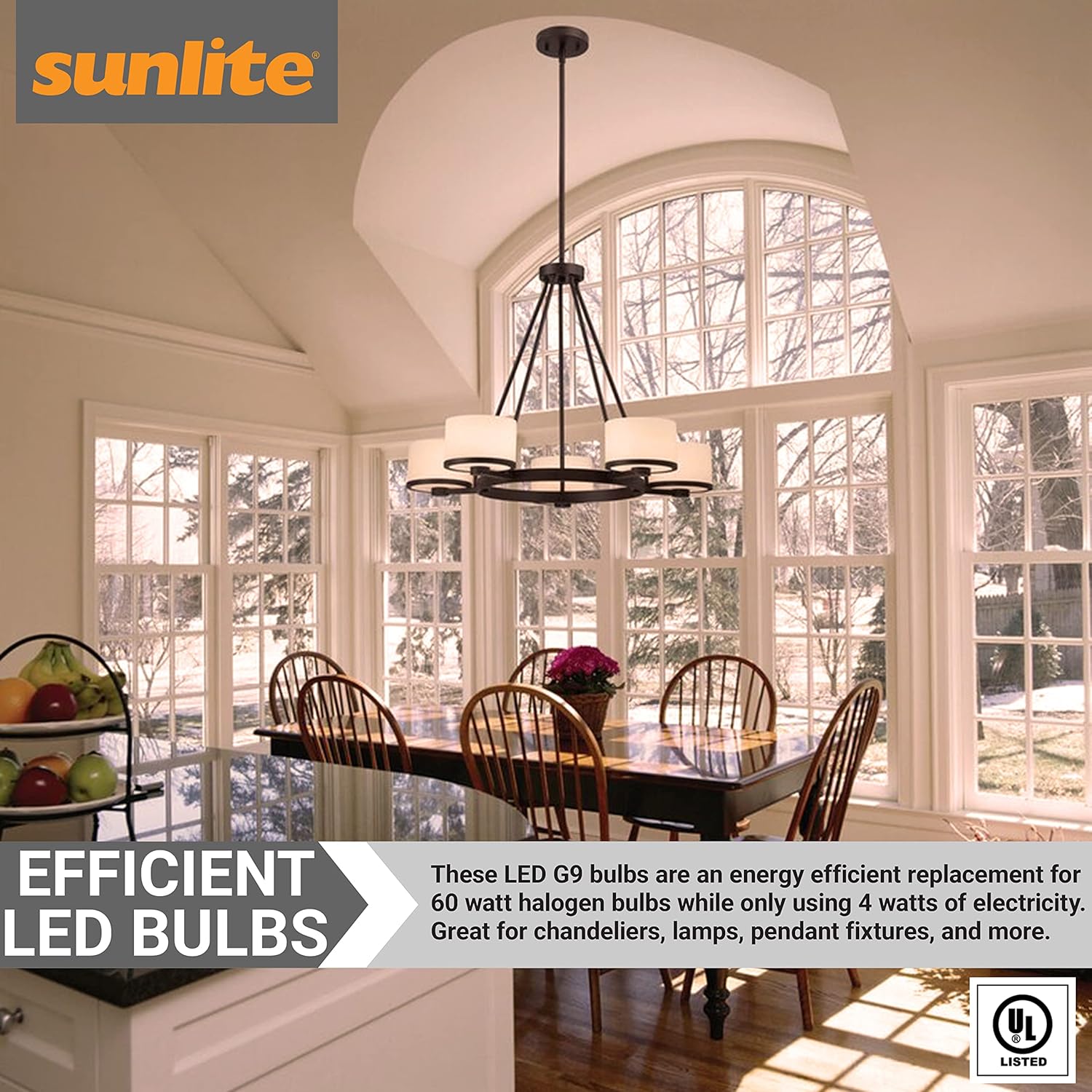 Sunlite 41579-SU LED G9 Light Bulb 4 Watts (60W Equivalent), 500 Lumens, Bi Pin Base, Non-Dimmable, UL Listed, 3000K- Warm White, 6 Pack