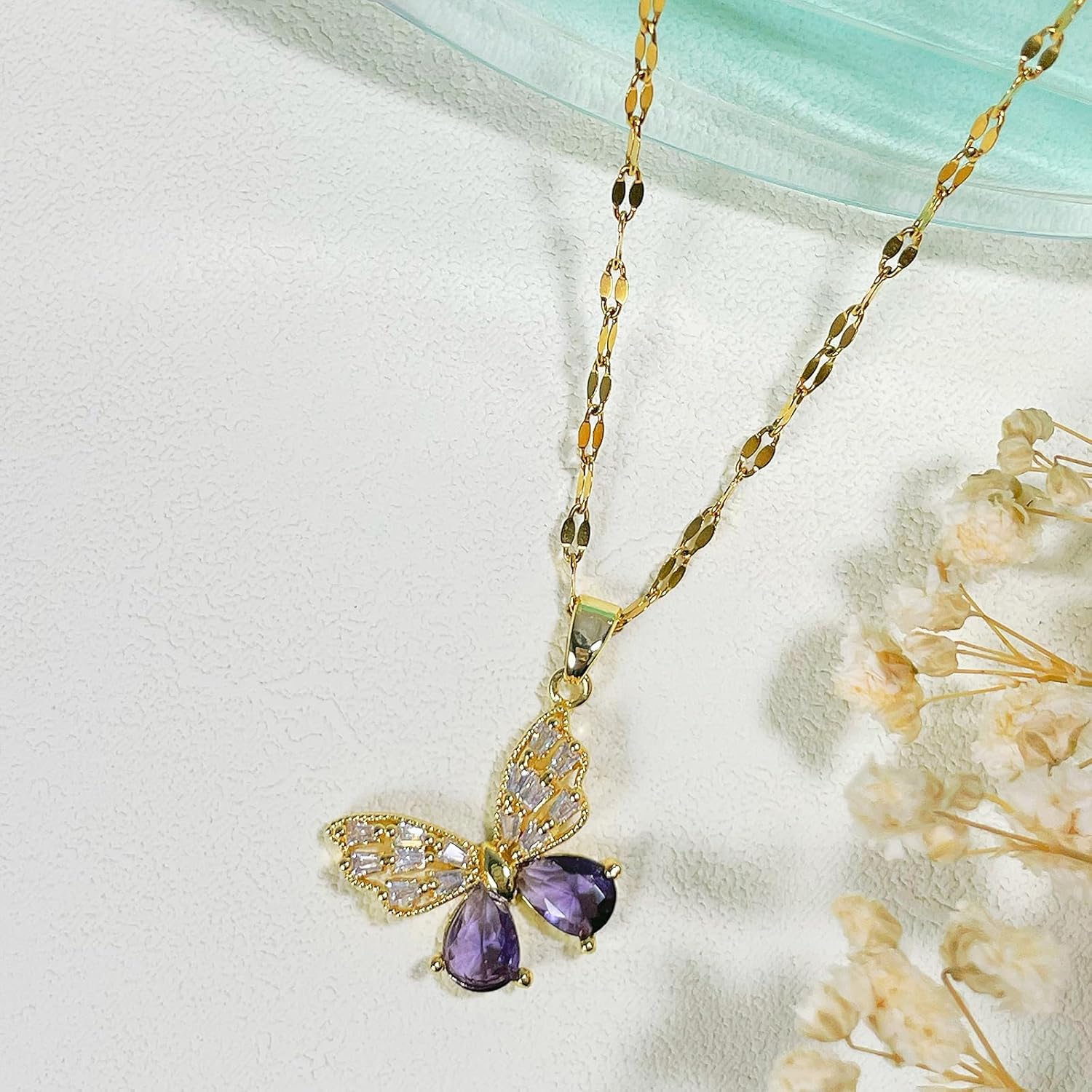 Gold Butterfly Necklace for Women - Dainty Gold Pendant Necklaces Cubic Zirconia Necklace, Butterfly Jewelry Gifts for Women, Teen Girls - Image 6