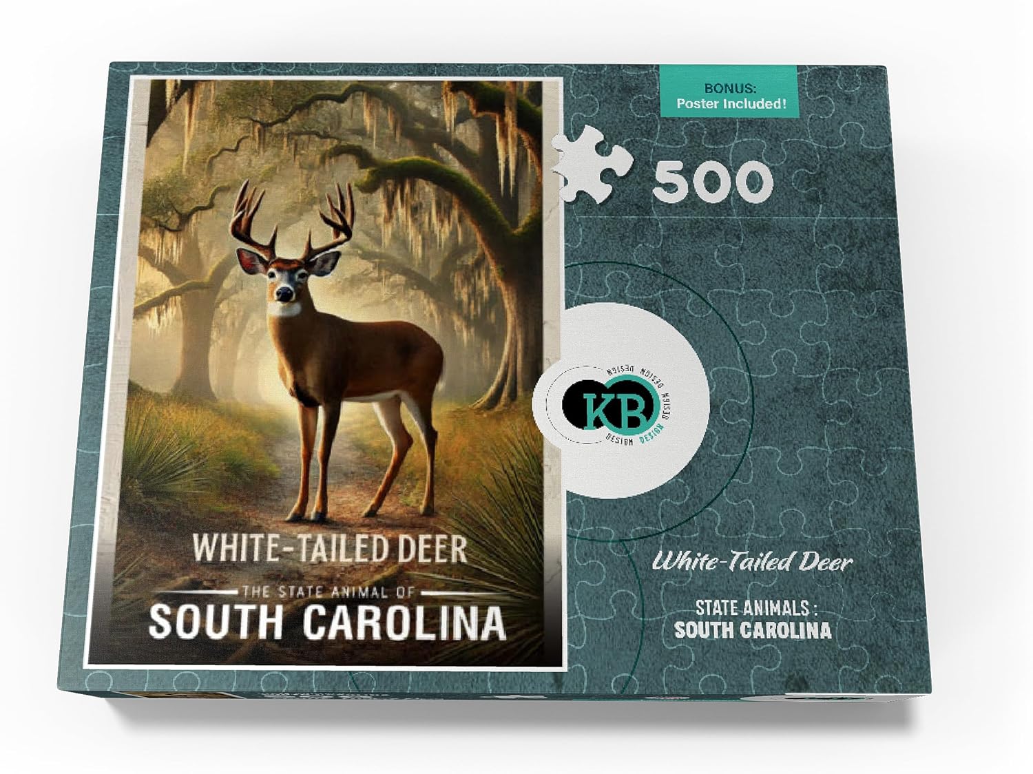 MyPuzzle South Carolina, White-Tailed Deer: State Animals Series - Premium 500 Piece Jigsaw Puzzle for Adults