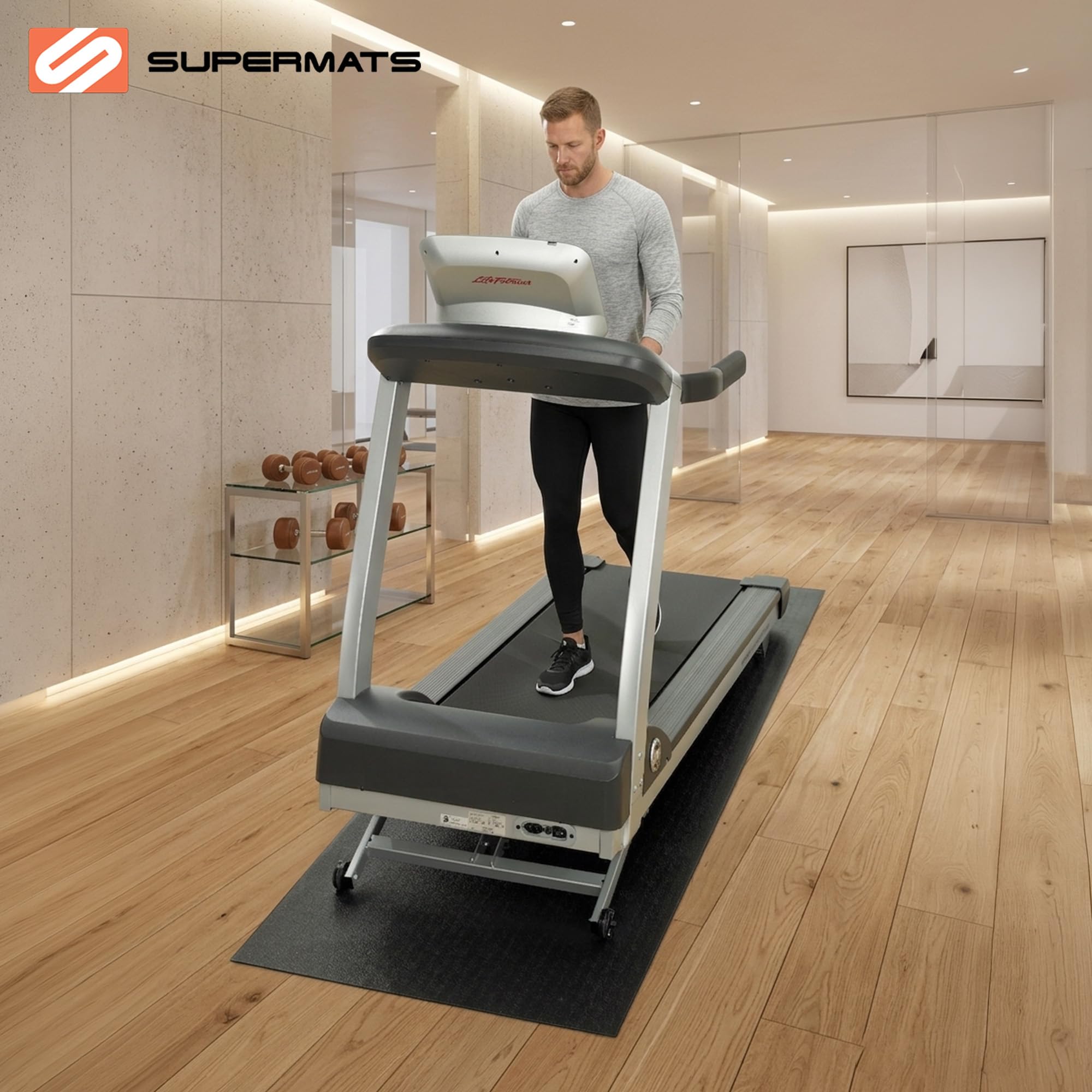 SuperMats Alfombrilla de equipo resistente 30GS fabricada en Estados Unidos para cintas de correr, máquinas elípticas, máquinas de remo, bicicletas reclinadas y equipo de ejercicio (2.5 pies x 6 pies)