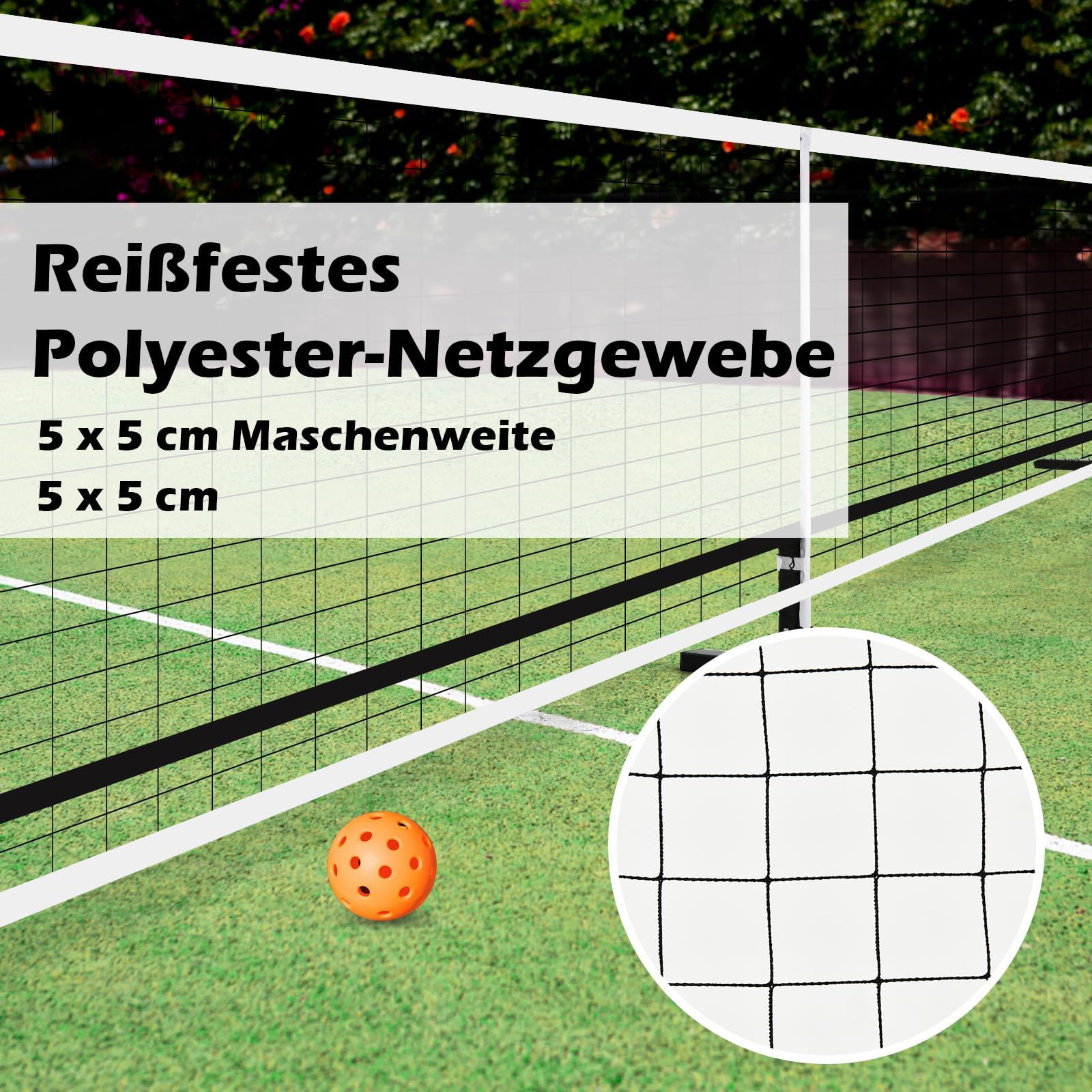 COSTWAY 670 x 92cm Tennisnetz tragbar, Pickleball-Netz in offizieller Größe mit Metallrahmen & Tragetasche, Volleyballnetz Federballnetz Outdoor wetterfest für Kinder Erwachsene