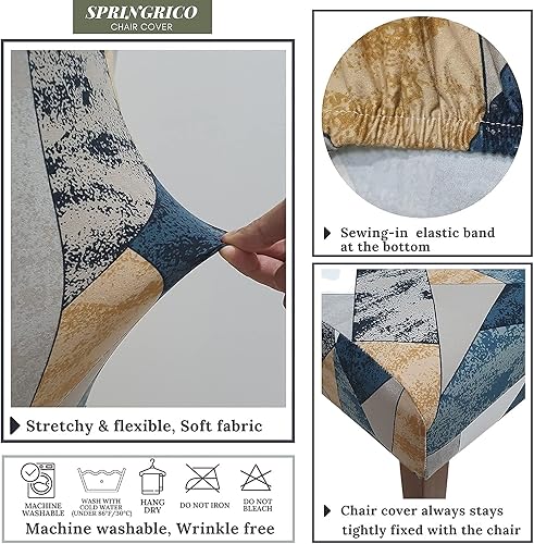 Miniatura 5 de SPRINGRICO Fundas para sillas de comedor, paquete de 6, fundas elásticas para sillas de comedor, de elastano, lavables, fundas para sillas Parsons,