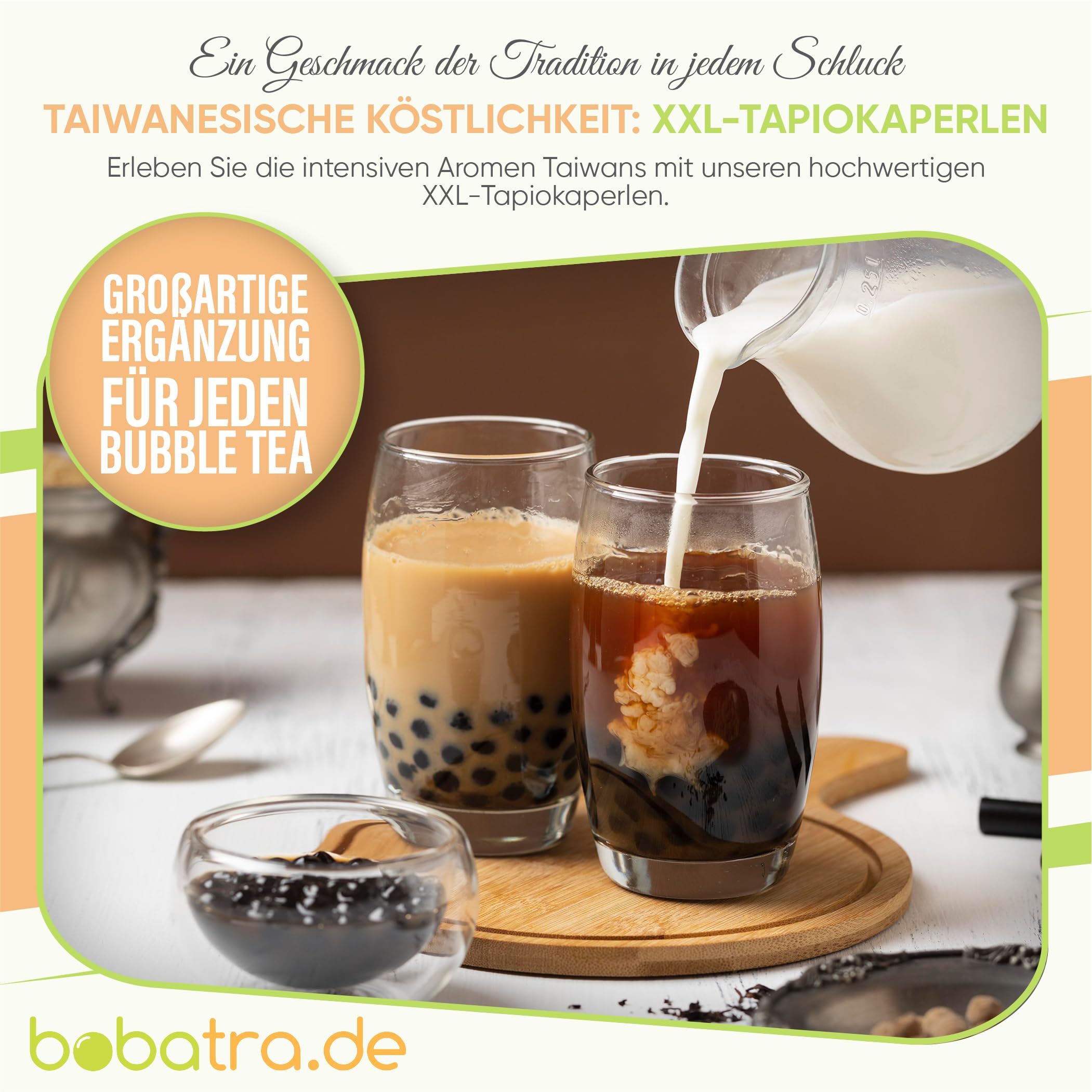 bobatra.de - Premium Bosmos Black XXL Tapioka Perlen für Bubble Tea Tapioka Original aus Taiwan 3 kg Tapioka